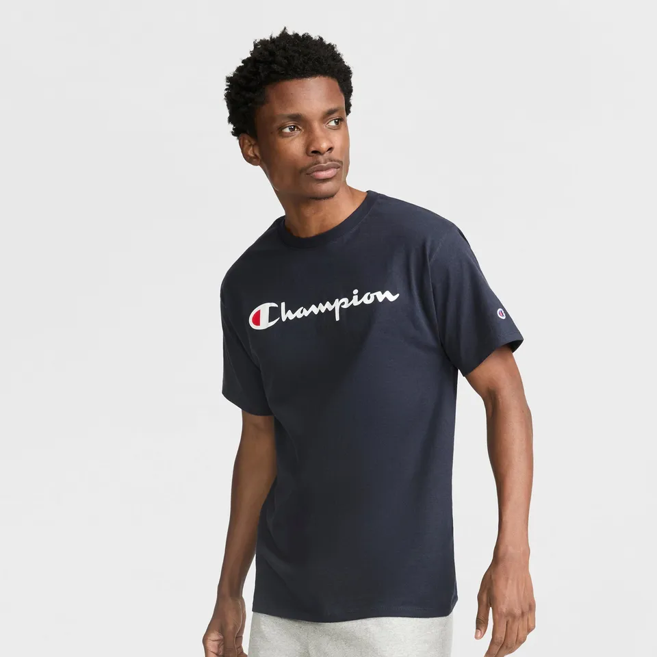 Champion Classic Graphic Script Logo t-shirt homme Deep Navy coton