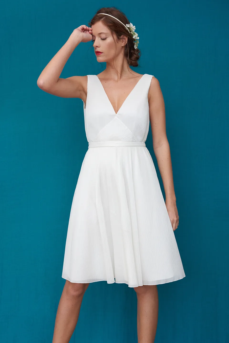 Maison Floret Prêt-à-marier Homère robe courte organza soie