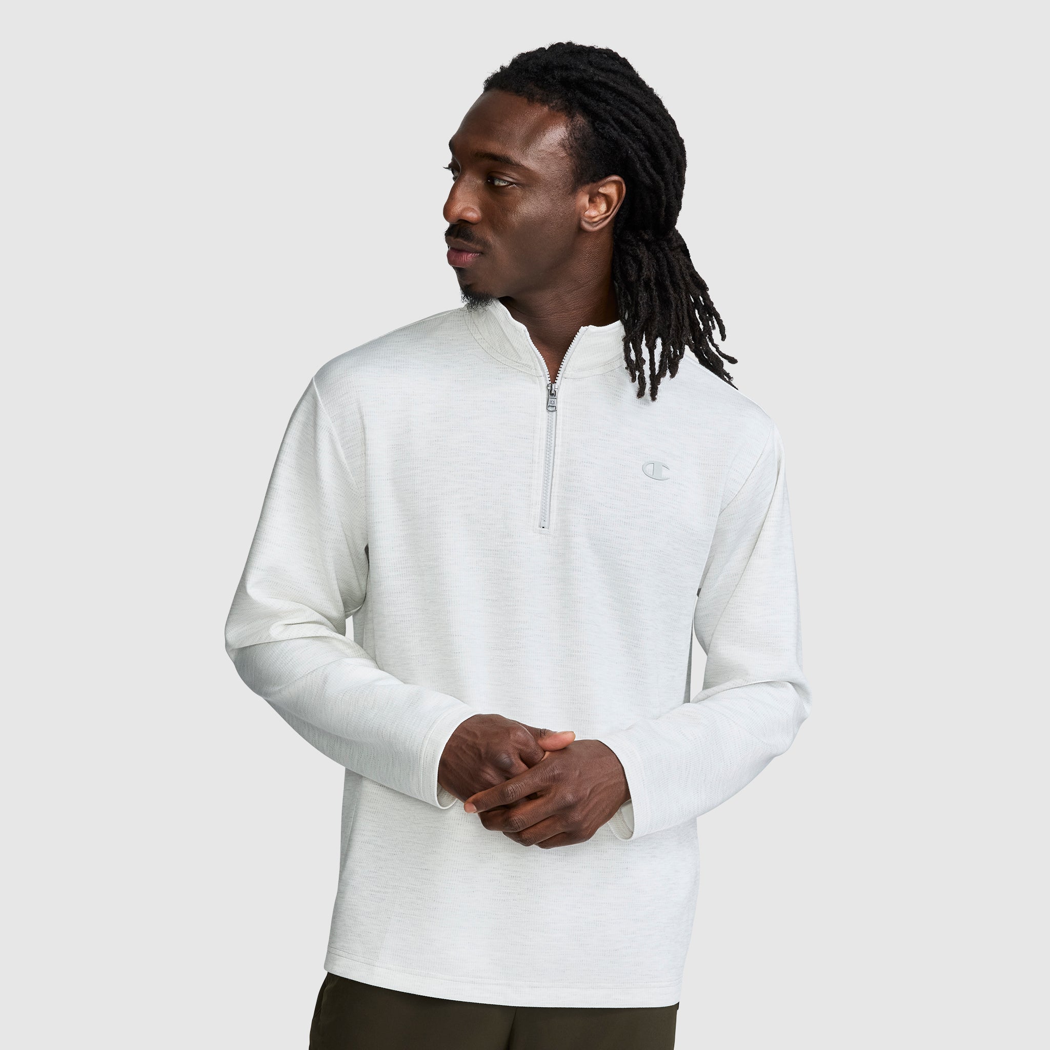 Champion Sport pull 1/4 zip homme gris col montant stretch
