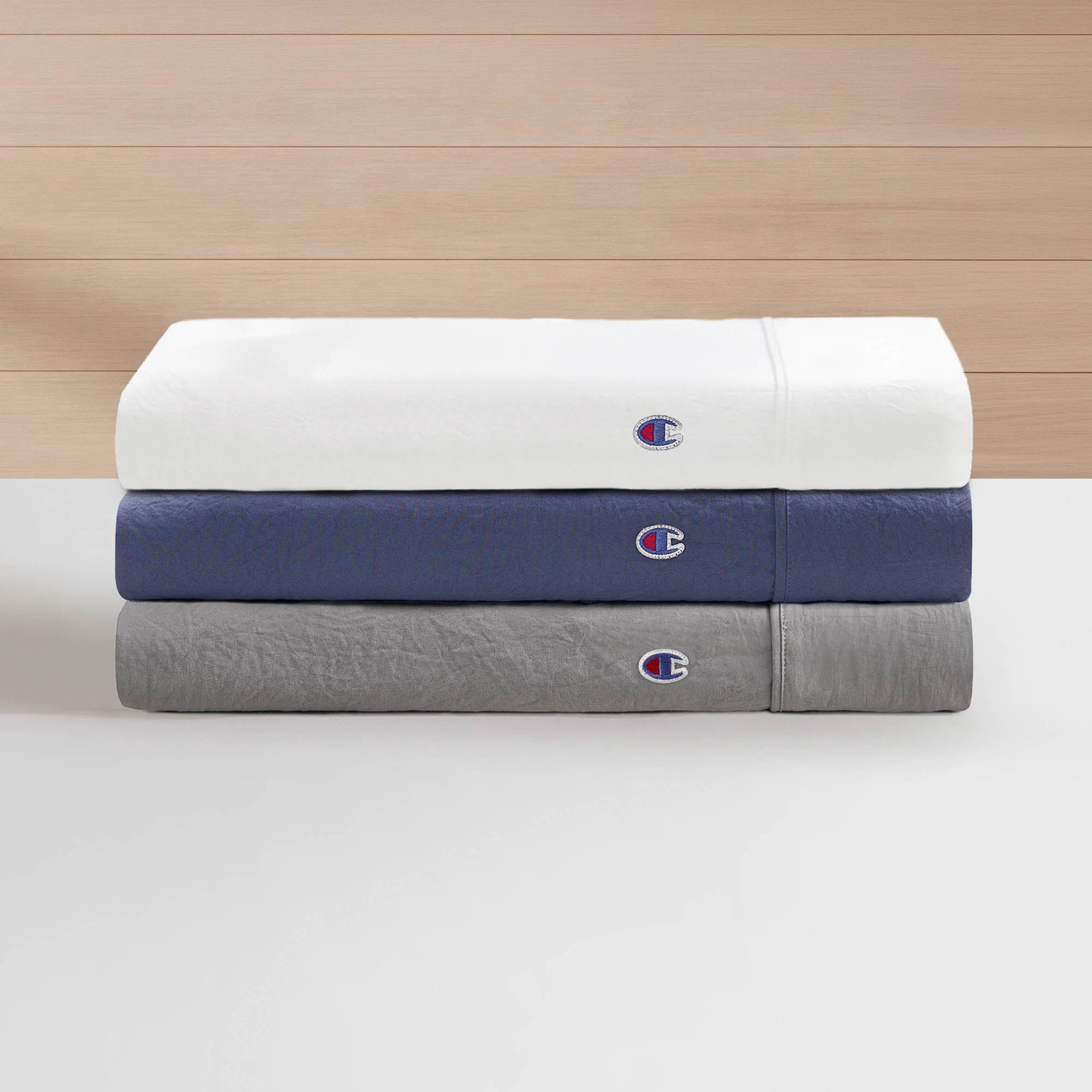 Champion Embroidery Patch parure draps blanc microfibre