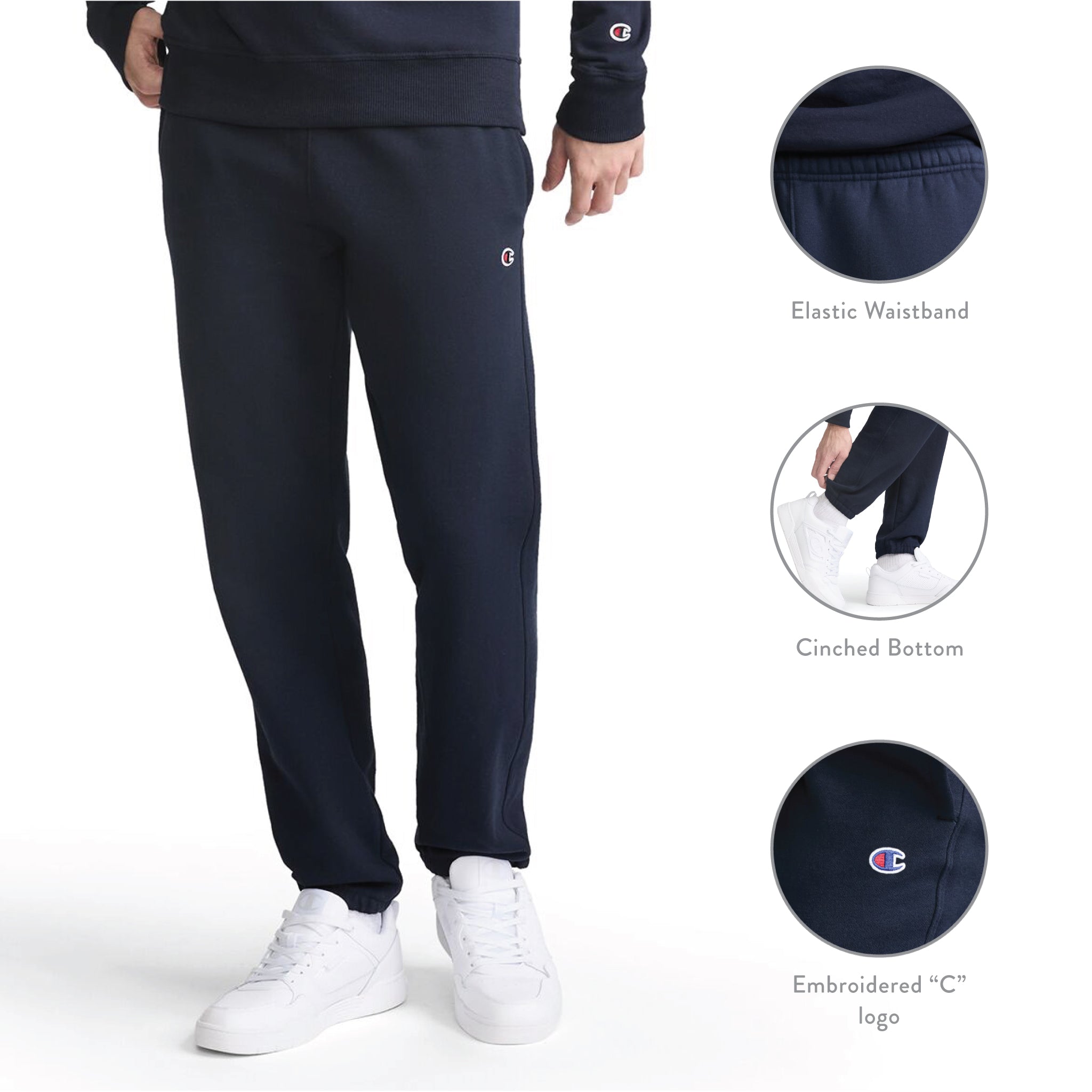 Champion Powerblend Cinched Bottom jogging bleu marine S molleton