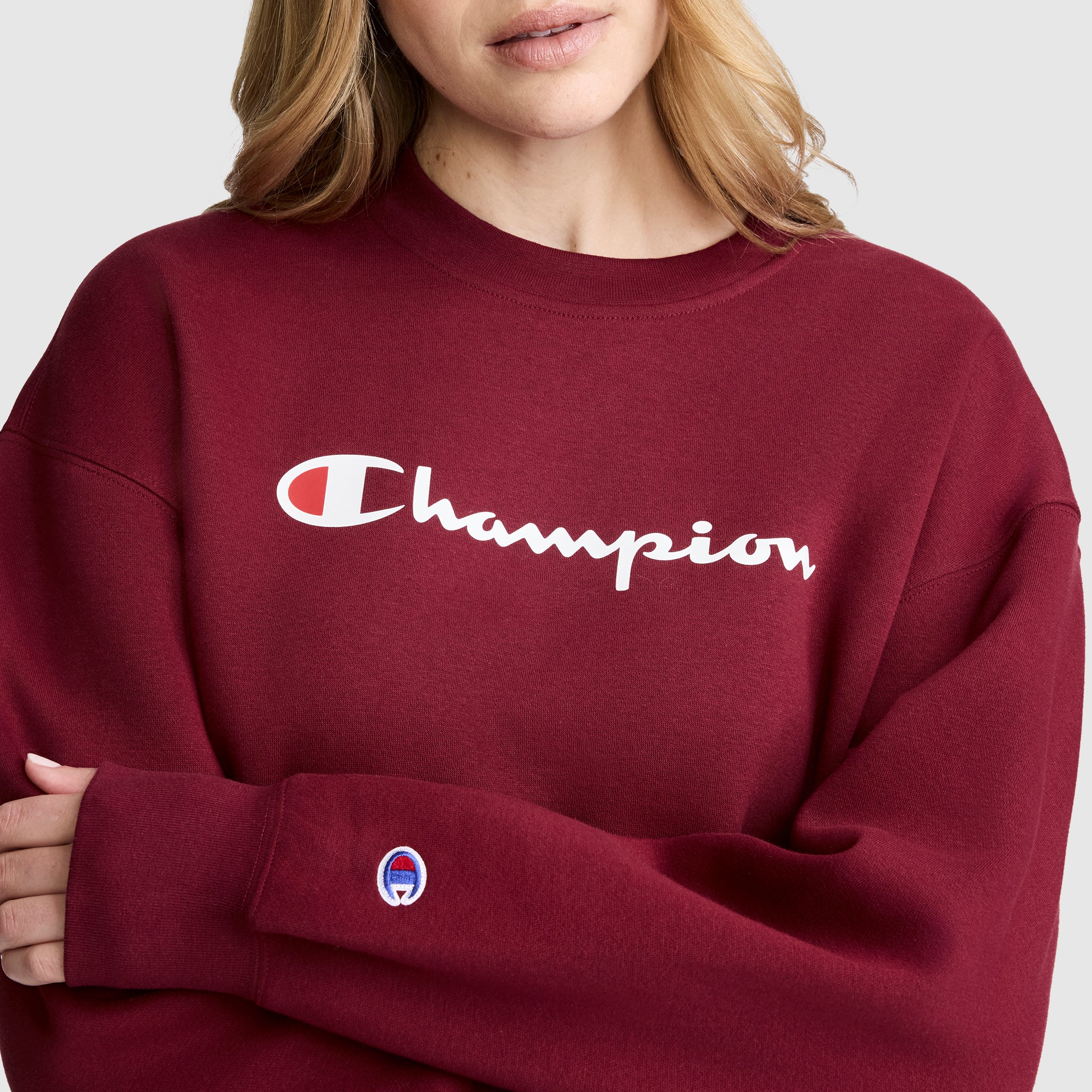 Champion Powerblend Script Logo Sweat Cabernet coupe ample