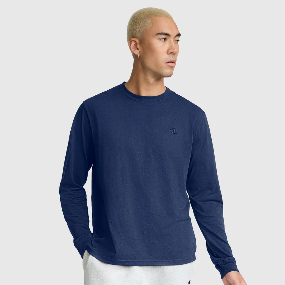 Champion Classic C Logo t-shirt manches longues bleu estate homme