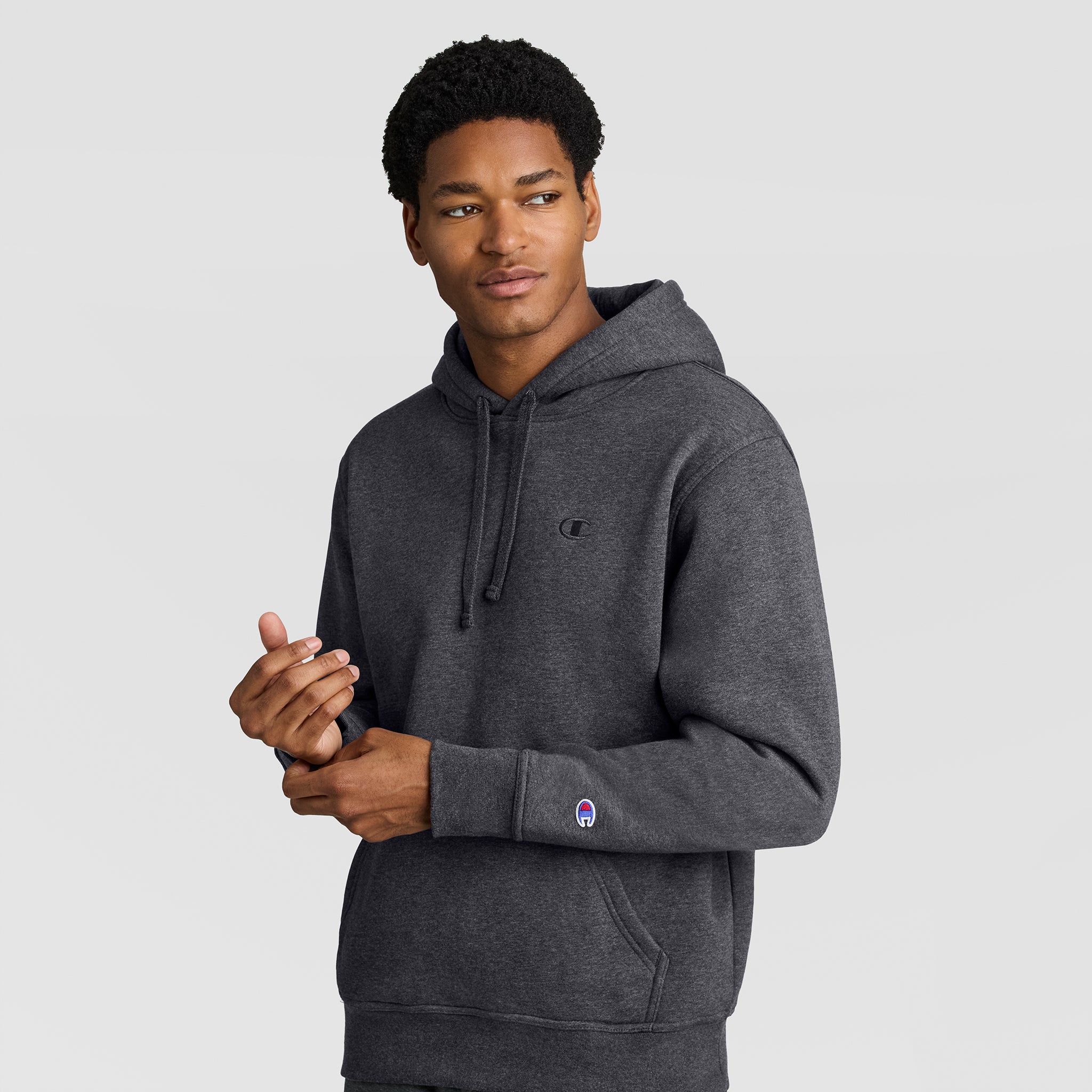 Champion Powerblend C Logo sweat à capuche gris coupe classique