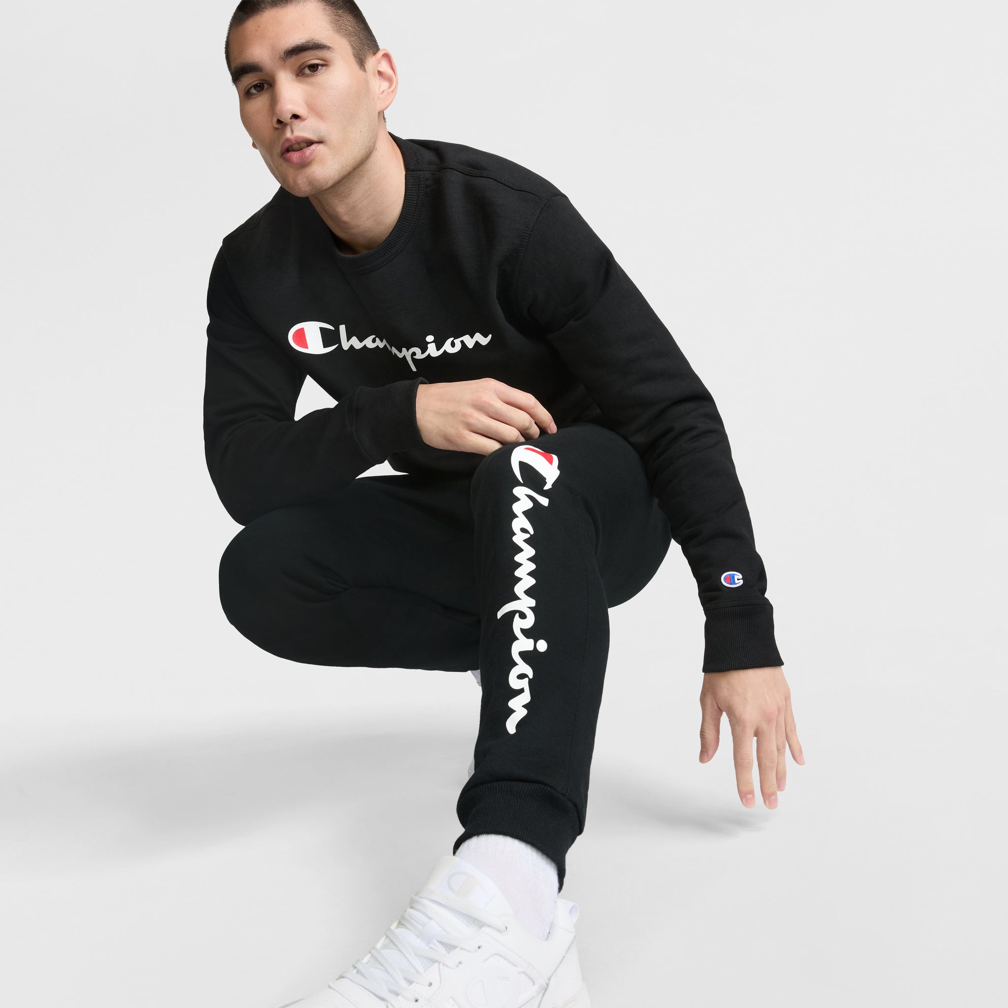 Champion Powerblend Script Logo jogging homme noir coton