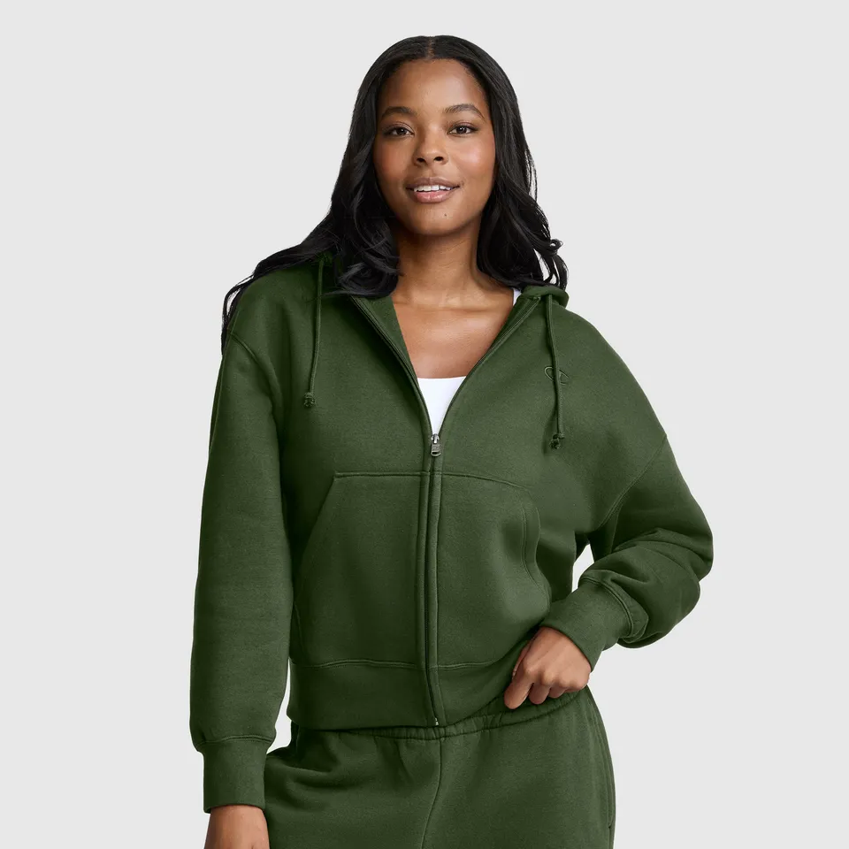 Champion Powerblend sweat zippé femme vert molleton