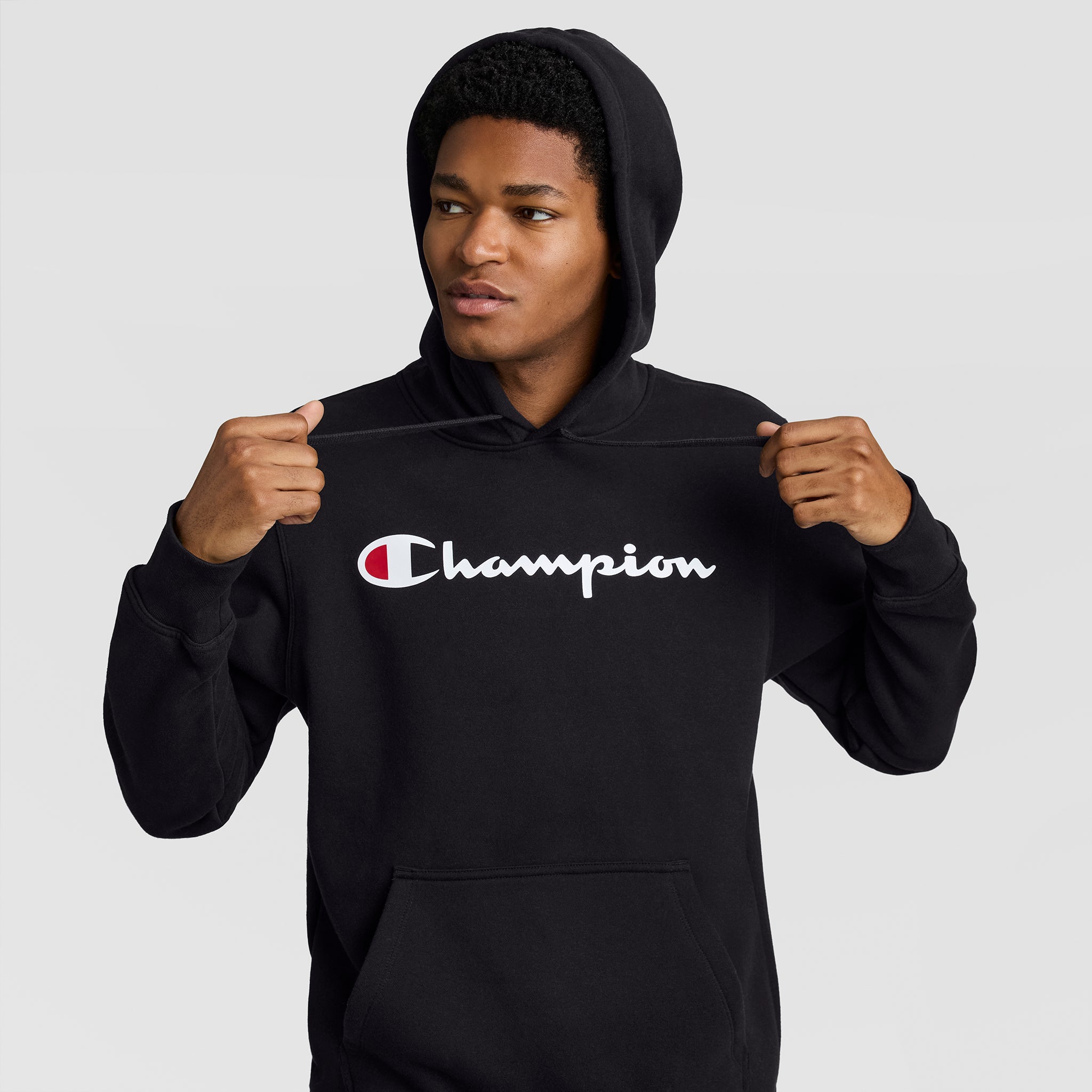 Champion Powerblend Hoodie Full Script Logo sweat à capuche noir