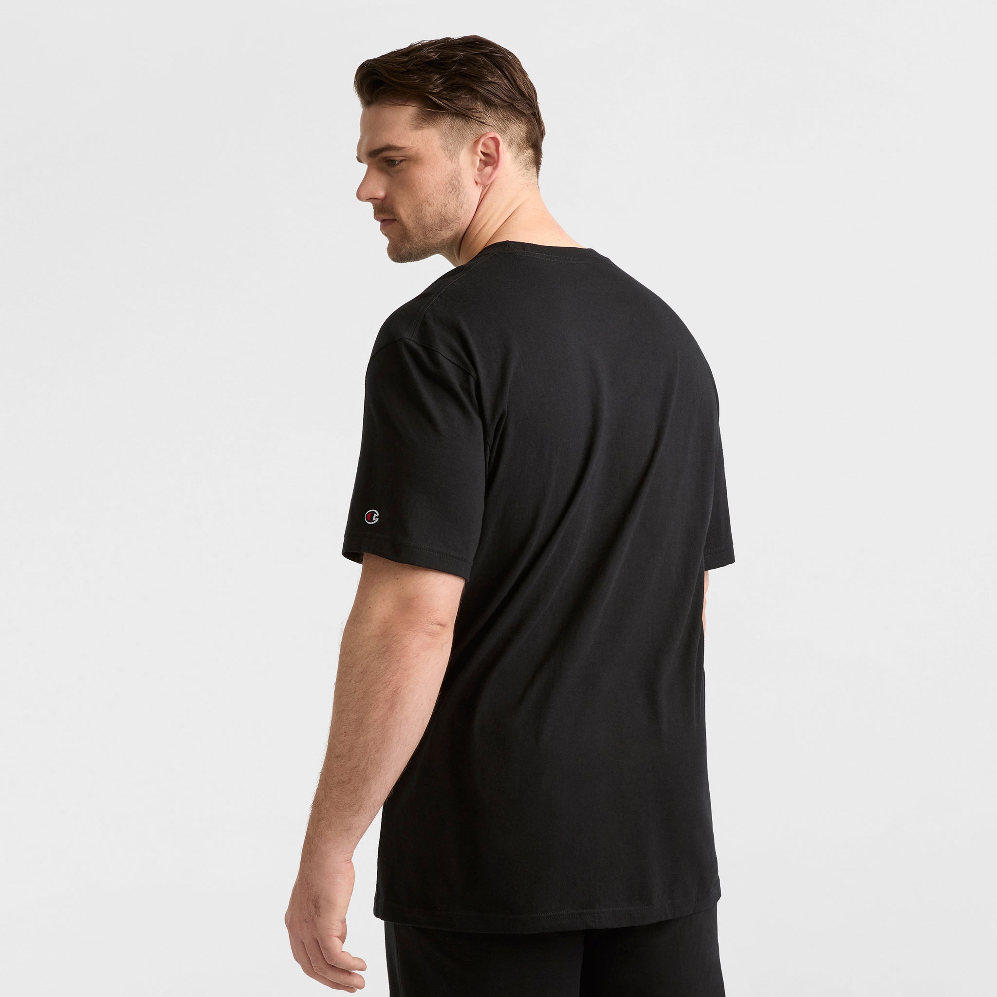 Champion Classic T-Shirt C Logo homme Black coton grande taille