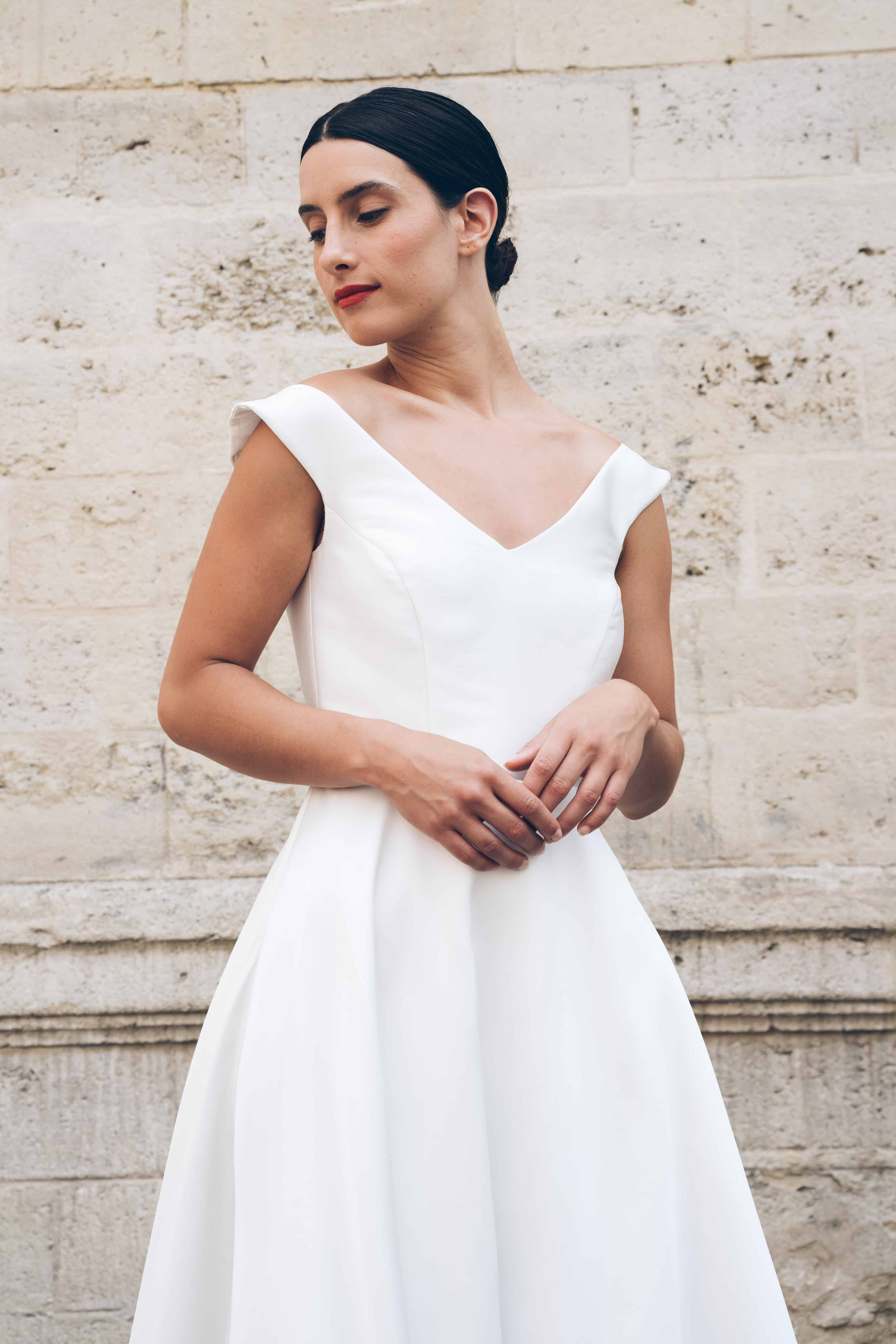 Maison Floret Sur-mesure Marceau robe mikado soie col V