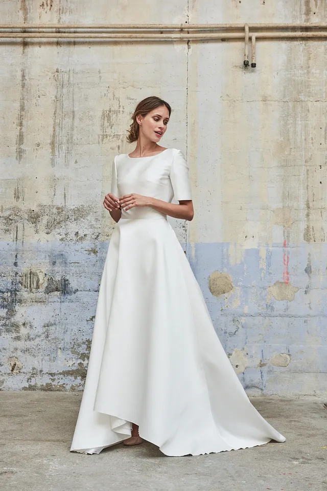 Maison Floret Sur-mesure Connor robe mikado de soie traîne