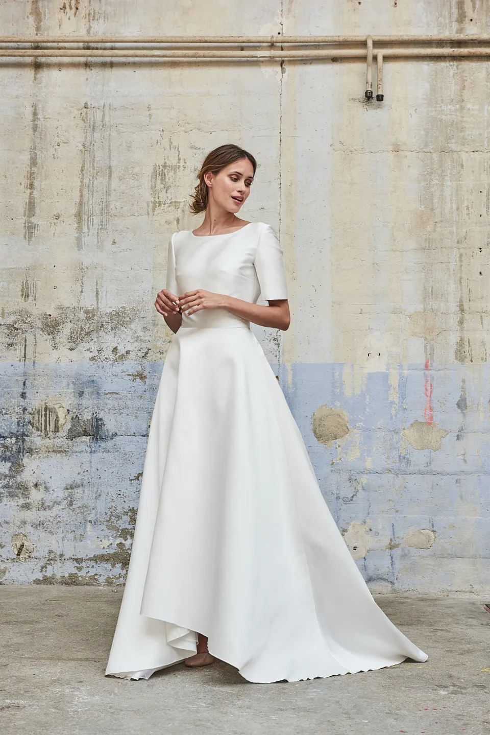 Maison Floret Sur-mesure Connor robe mikado de soie traîne