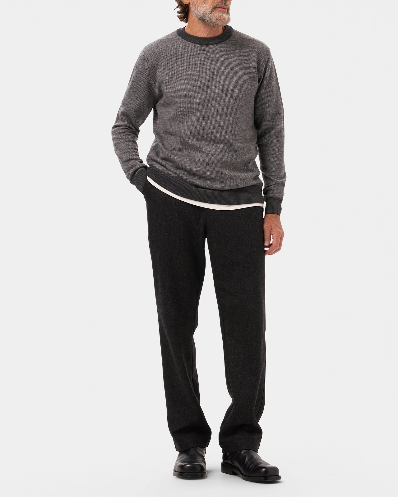 LAFAURIE LEO pull acier anthracite laine mérinos col rond