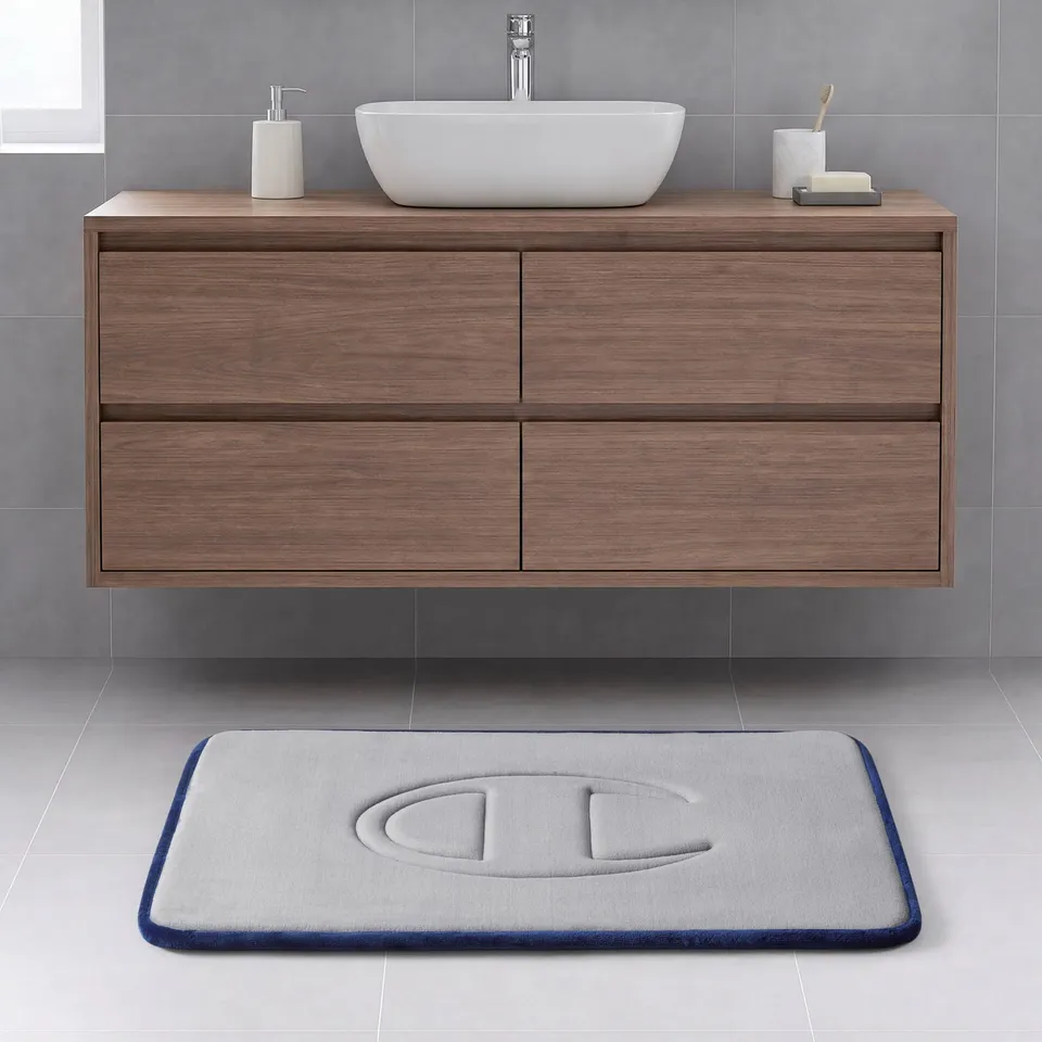 Champion Quilted Logo tapis de bain matelassé gris 17x24