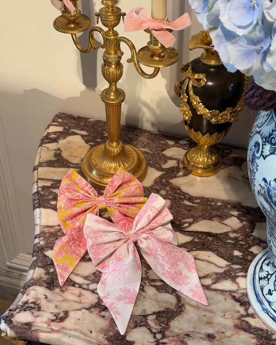 Solène Gisèle Signature Toile de Jouy Tropicale nœud cheveux coton
