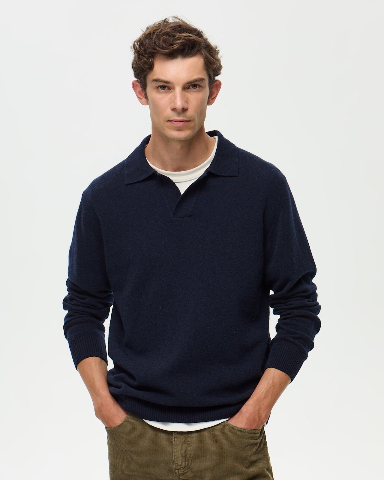 Lafaurie Gabino Navy polo laine manches longues homme