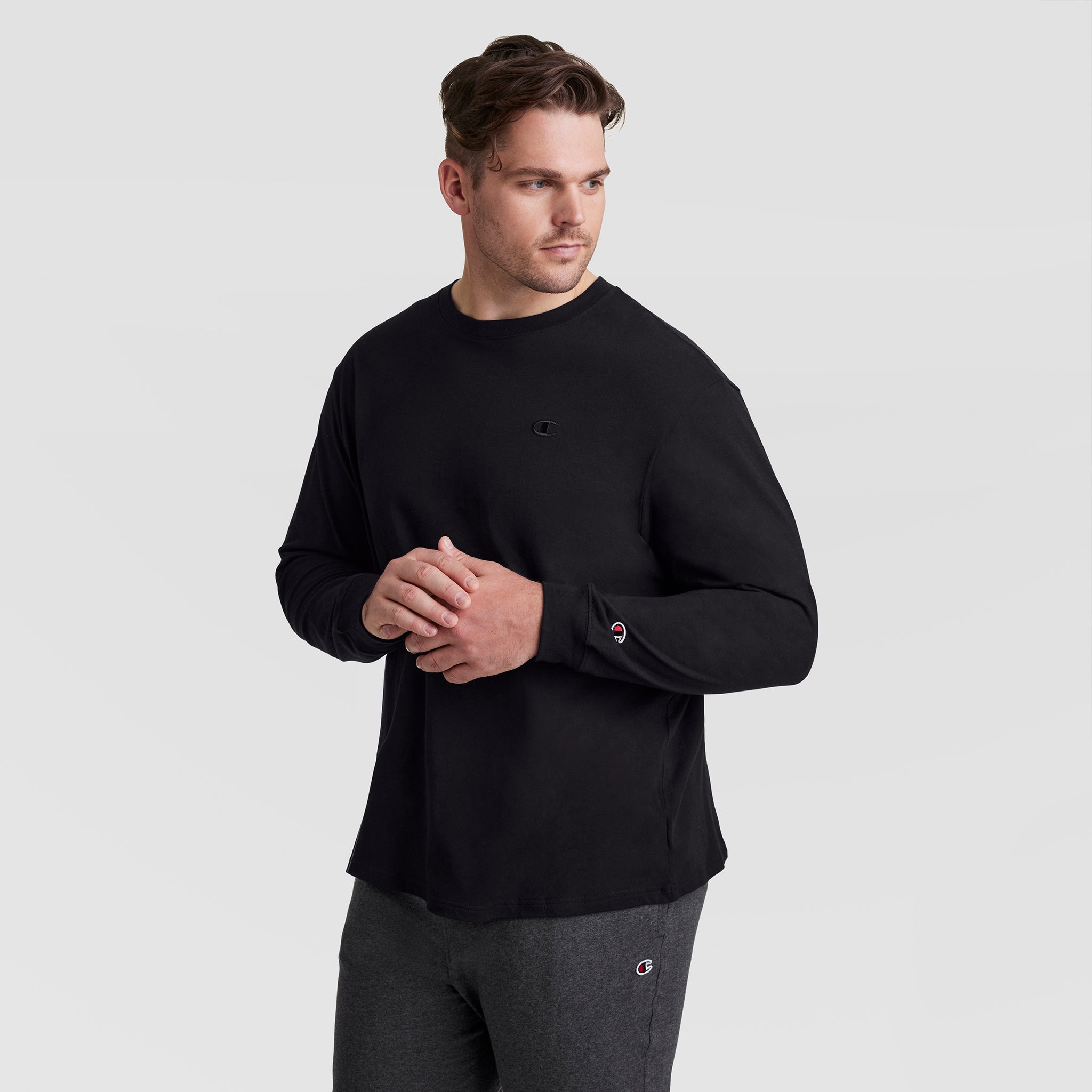 Champion Classic T-shirt manches longues noir grande taille homme