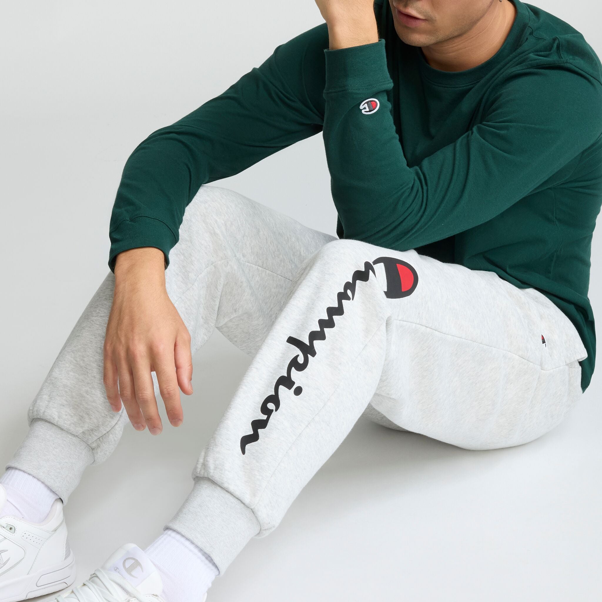 Champion Powerblend Joggers Script Logo jogging gris argent
