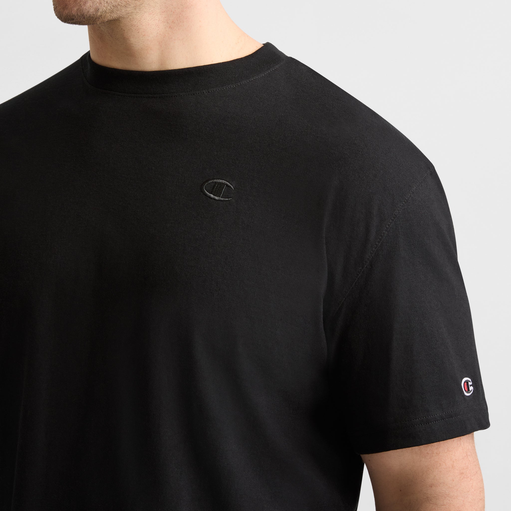 Champion Classic T-Shirt C Logo homme Black coton grande taille