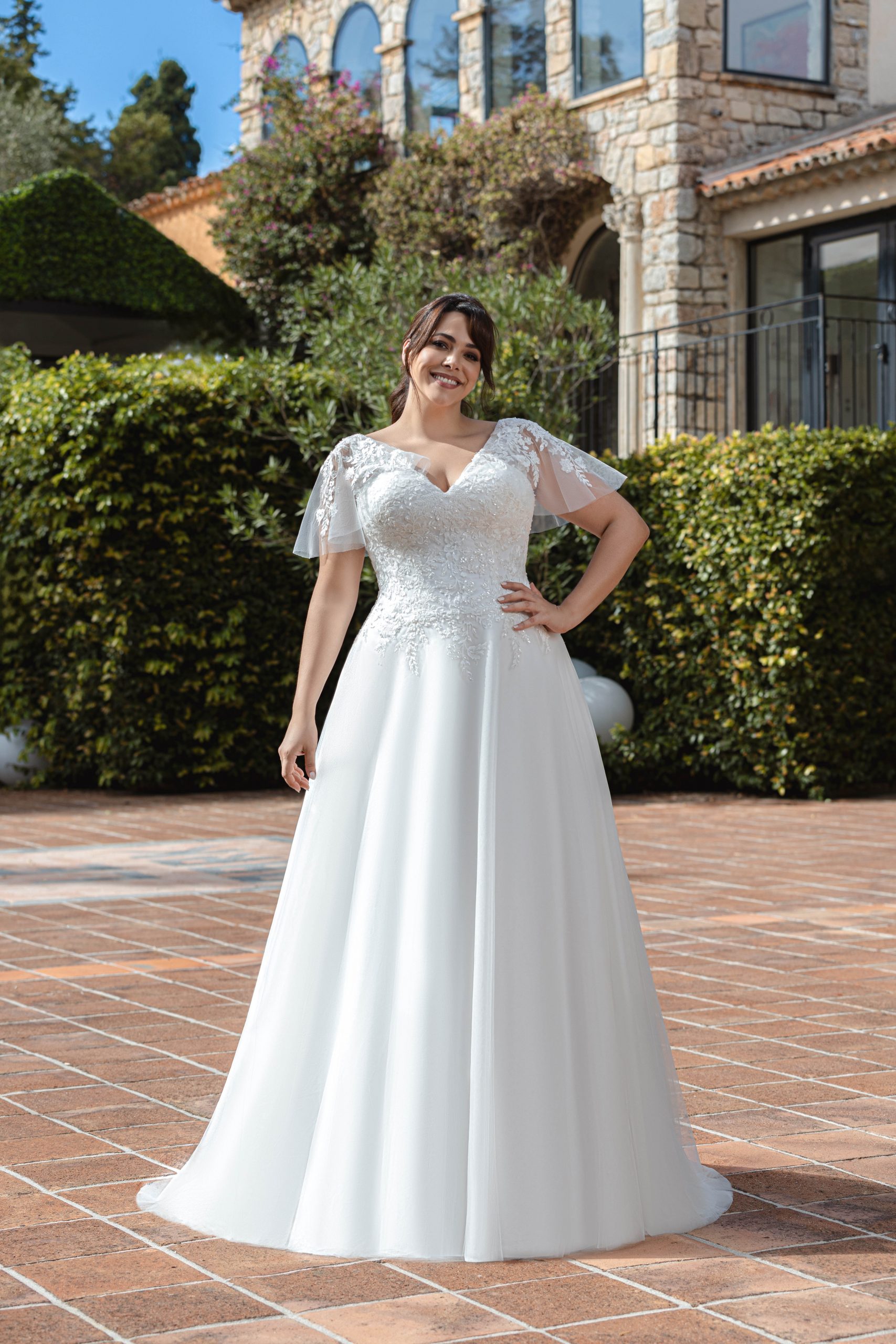 Le Jour de Notre Oui AGATHE robe de mariée crêpe trapèze