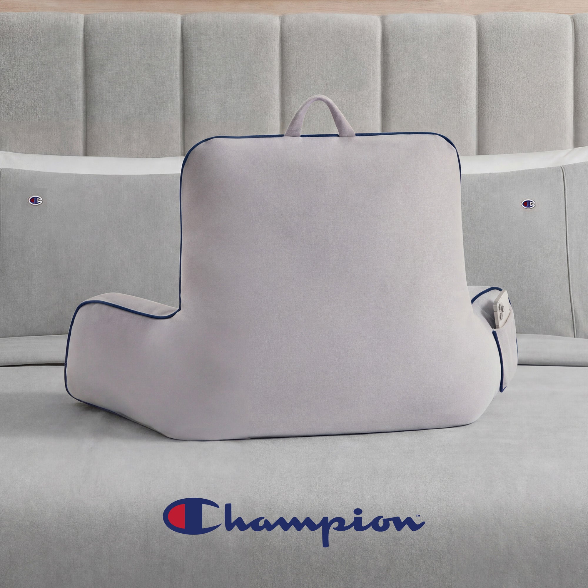 Champion Faux Wool Coussin Gris 34x20x18