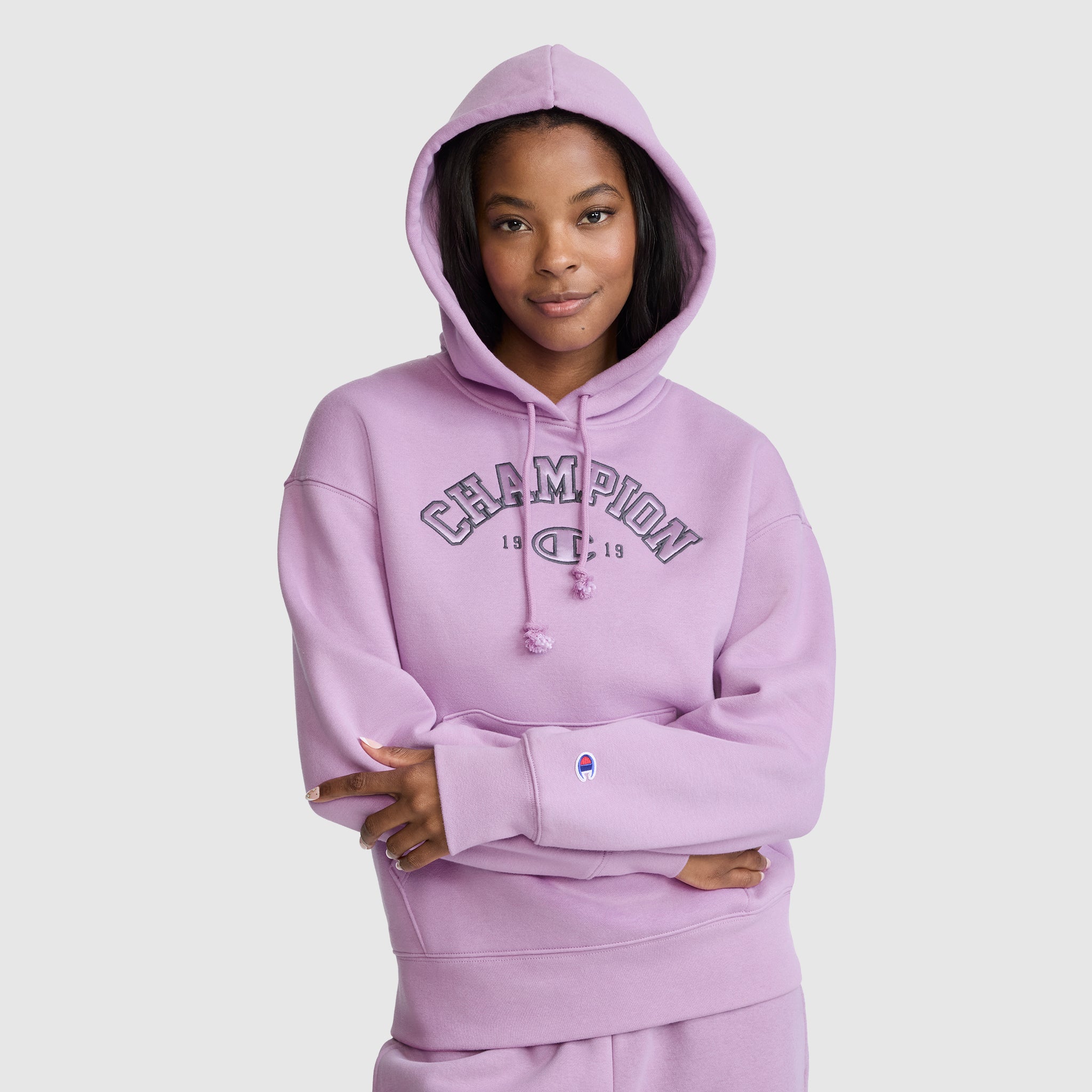 Champion Satin Applique sweat capuche violet femme