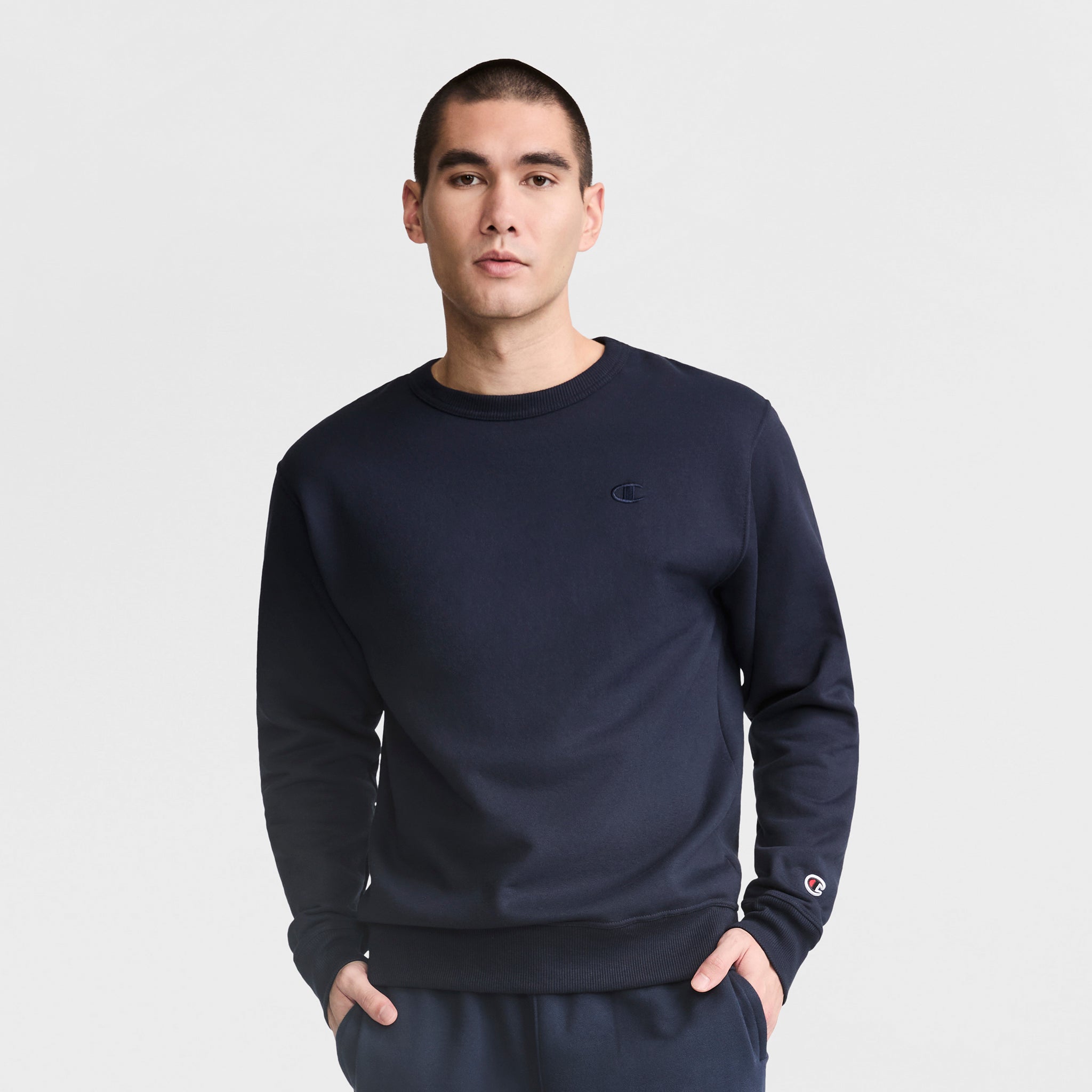 Champion Powerblend Crewneck Sweat Homme Bleu Marine Chaud
