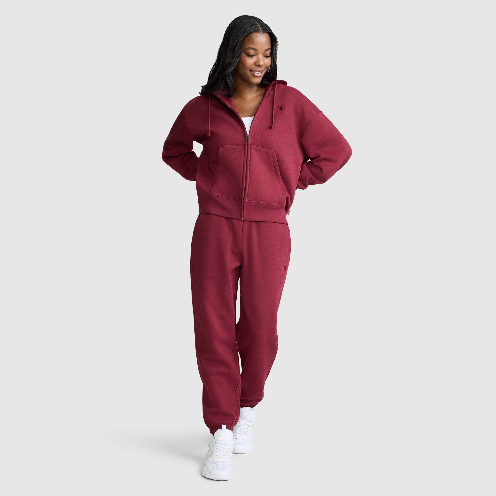Champion Powerblend sweat zippé à capuche Cabernet femme molleton