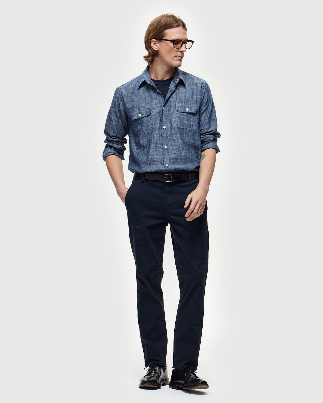 Lafaurie Albert Pantalon Chino Navy Twill Coton Ajusté