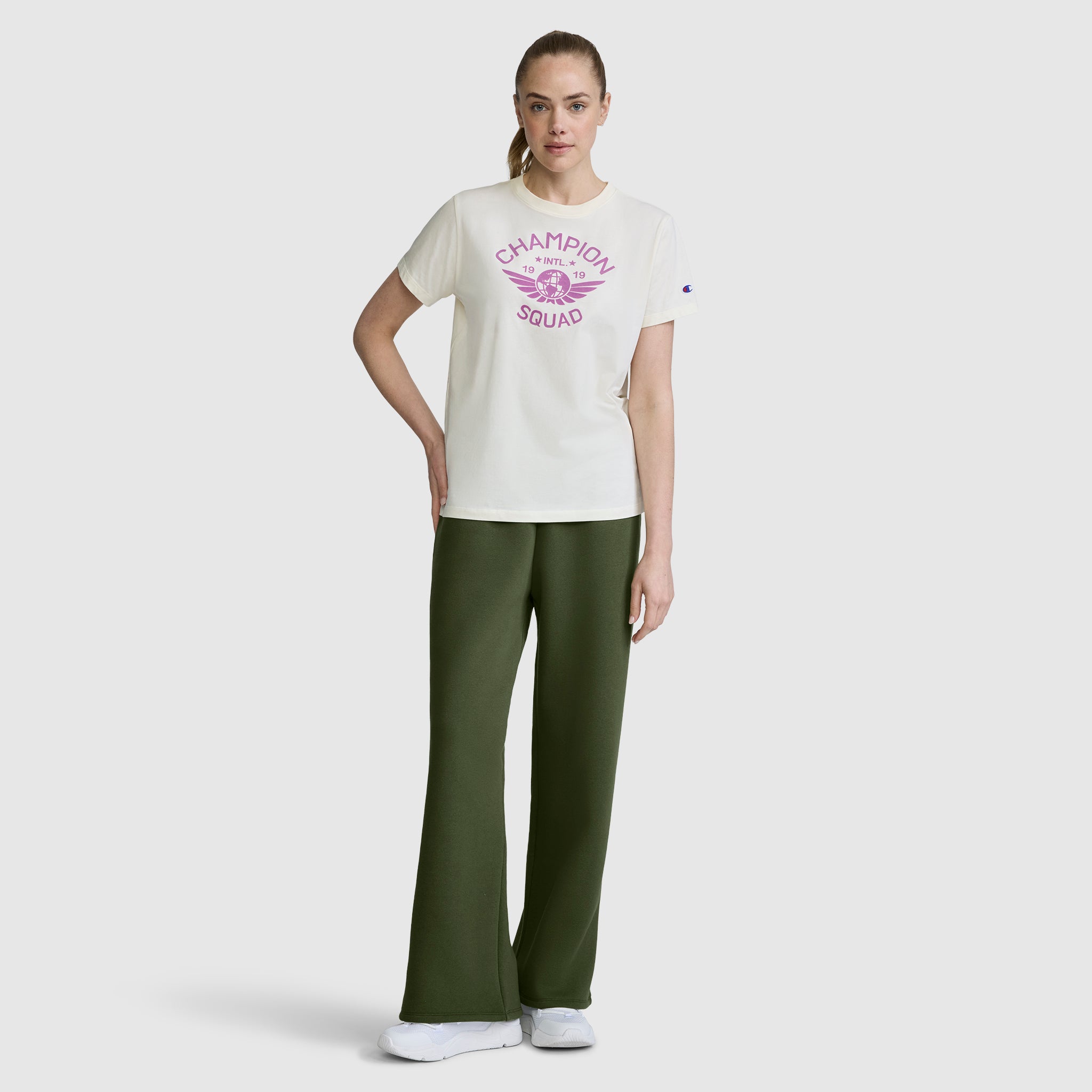Champion Wide Leg Fleece pantalon jogging vert ciboulette molleton