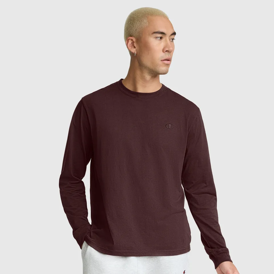 Champion Classic C Logo t-shirt manches longues chocolat coton homme