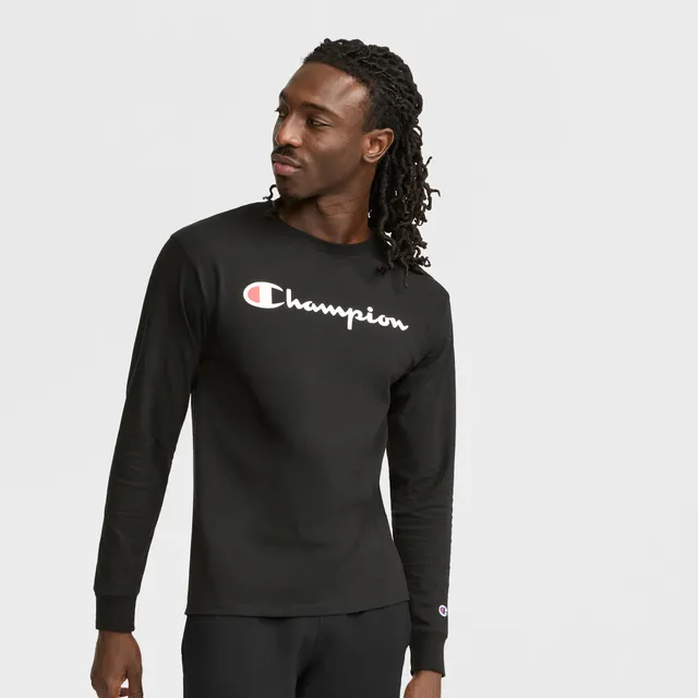 Champion Classic Graphic T-Shirt script logo noir manches longues