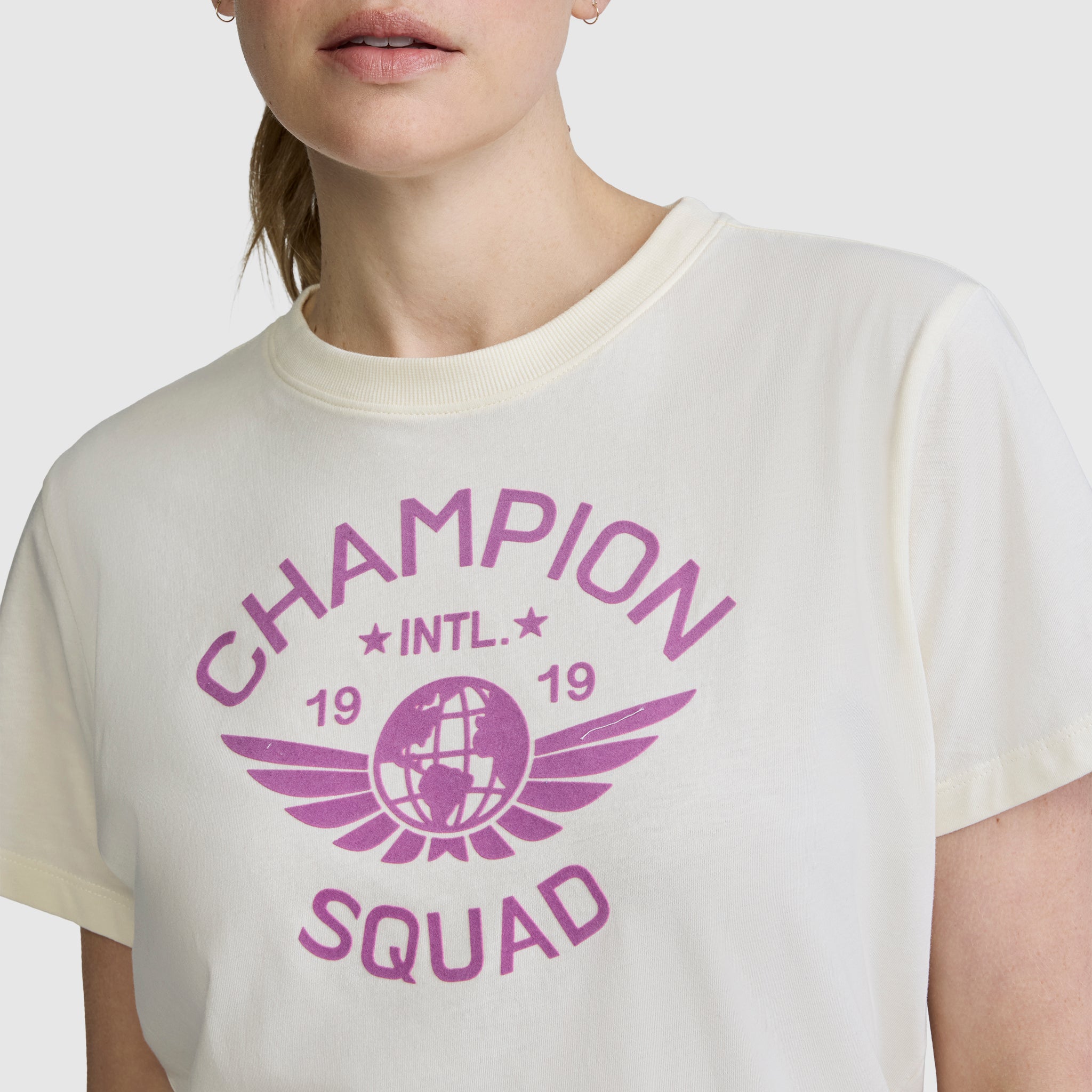 Champion Squad Graphic T-Shirt tee-shirt écru coton