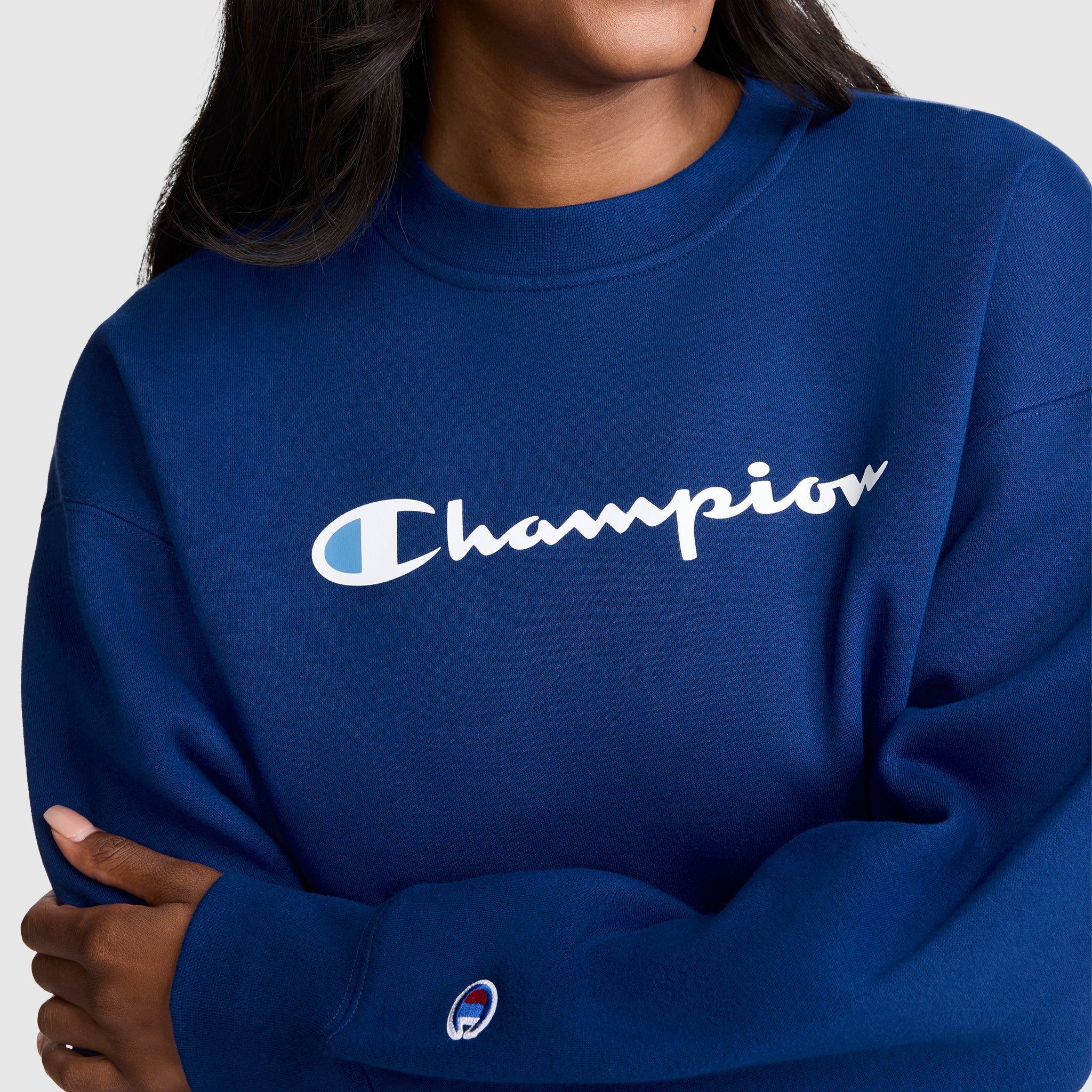 Champion Powerblend Crewneck Script Logo sweat Blue Depths