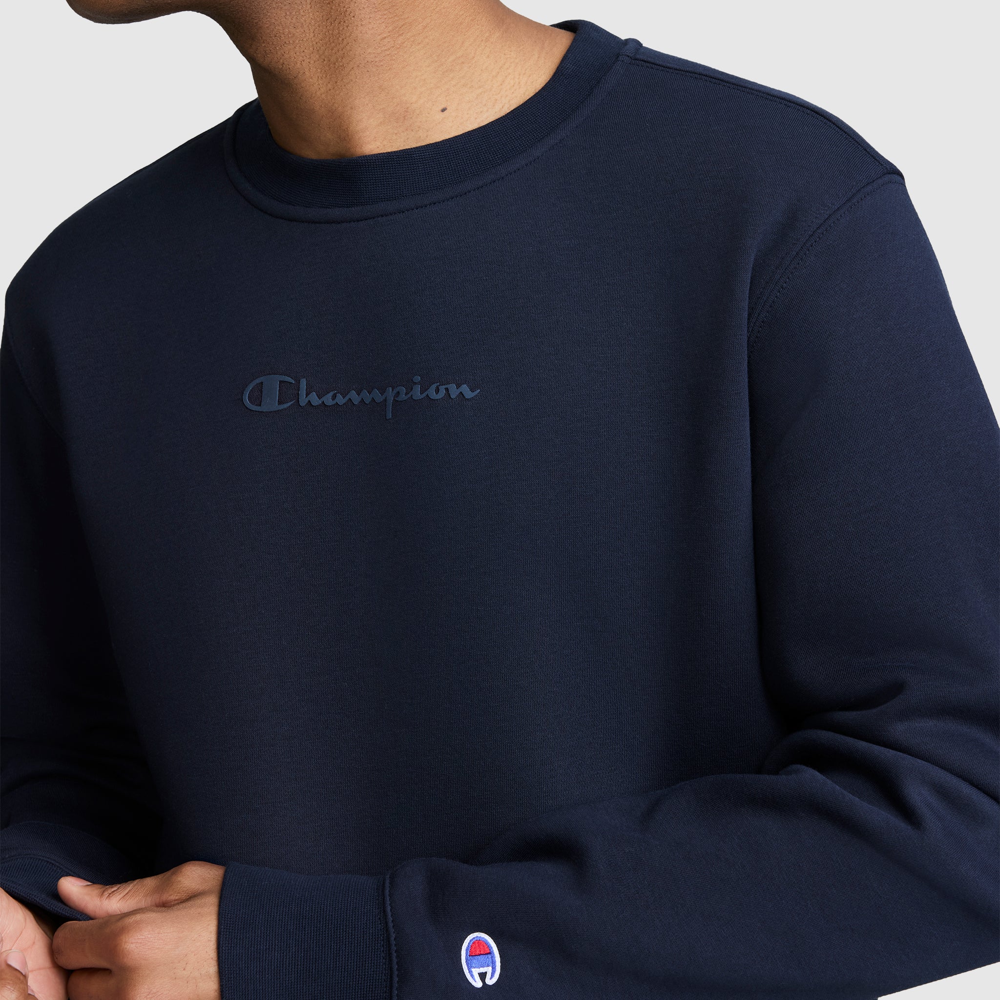 Champion Powerblend Crewneck sweat marine logo tonal