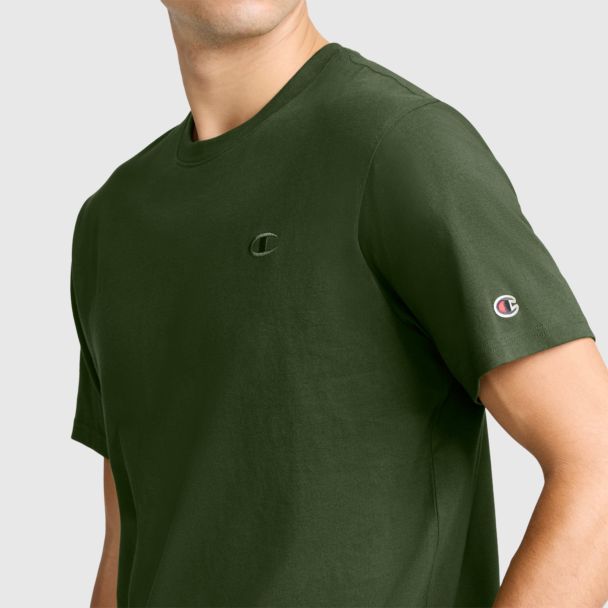 Champion Classic T-Shirt C Logo t-shirt homme vert Chive coton