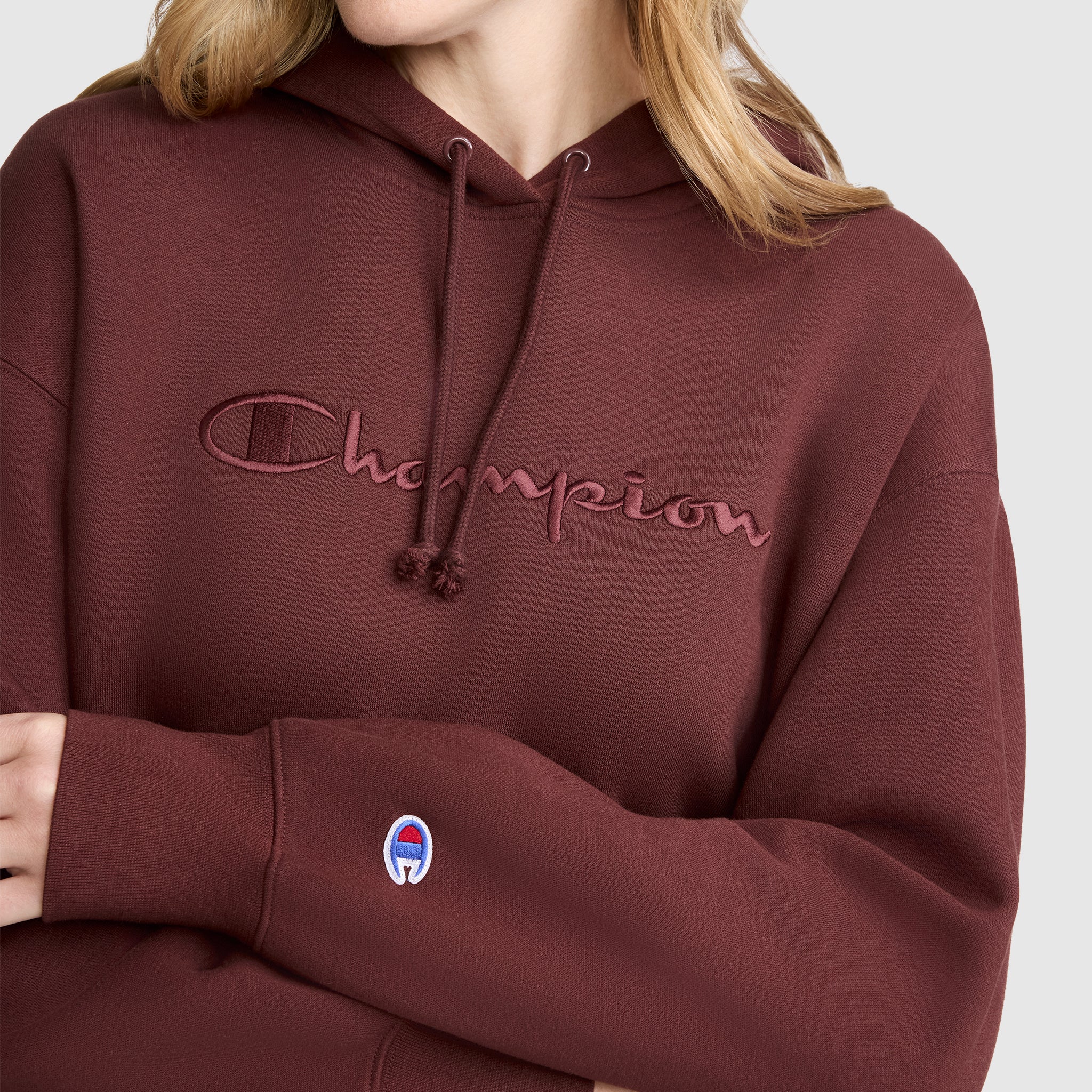 Champion Powerblend Tonal Script Freshman hoodie marron