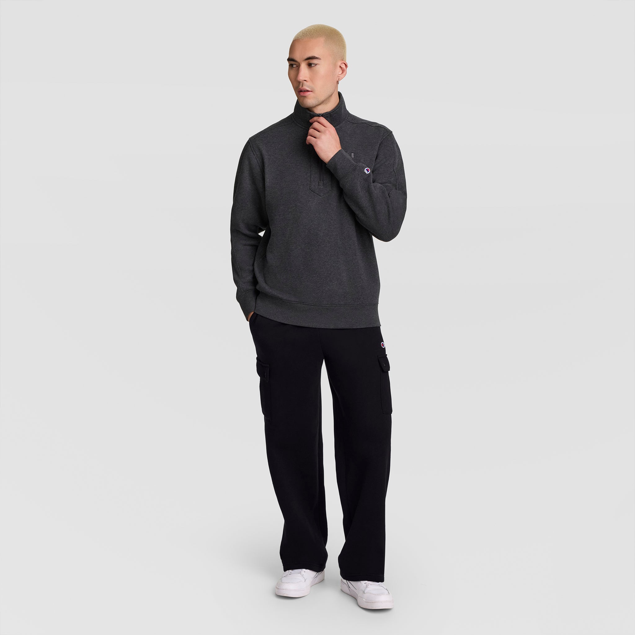 Champion Fleece Cargo Pantalon jogging noir logo C