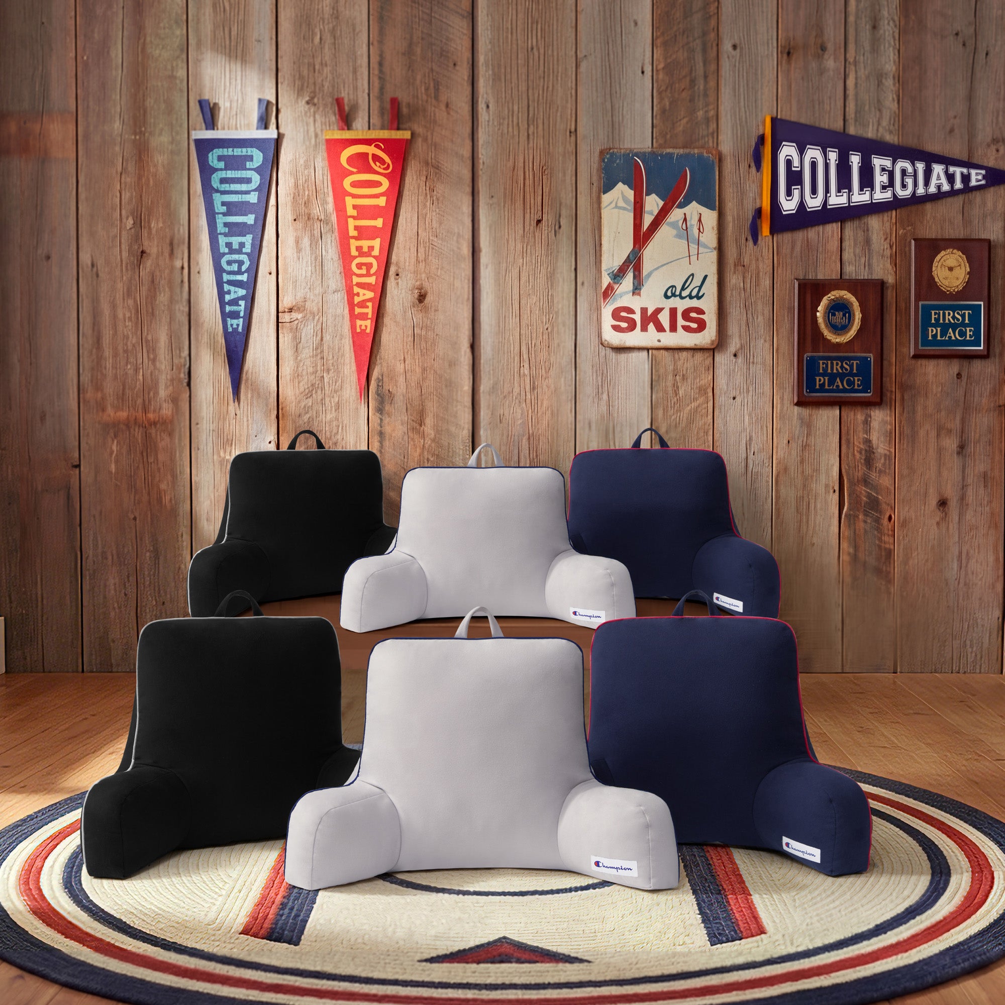 Champion Room Decor coussin dossier fausse laine bleu marine