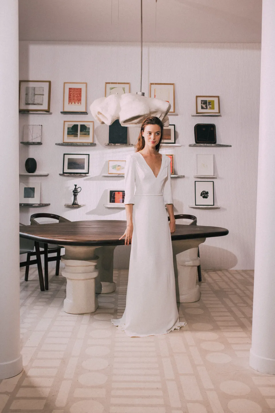 Maison Floret Sur-mesure Wayne robe crêpe dentelle main