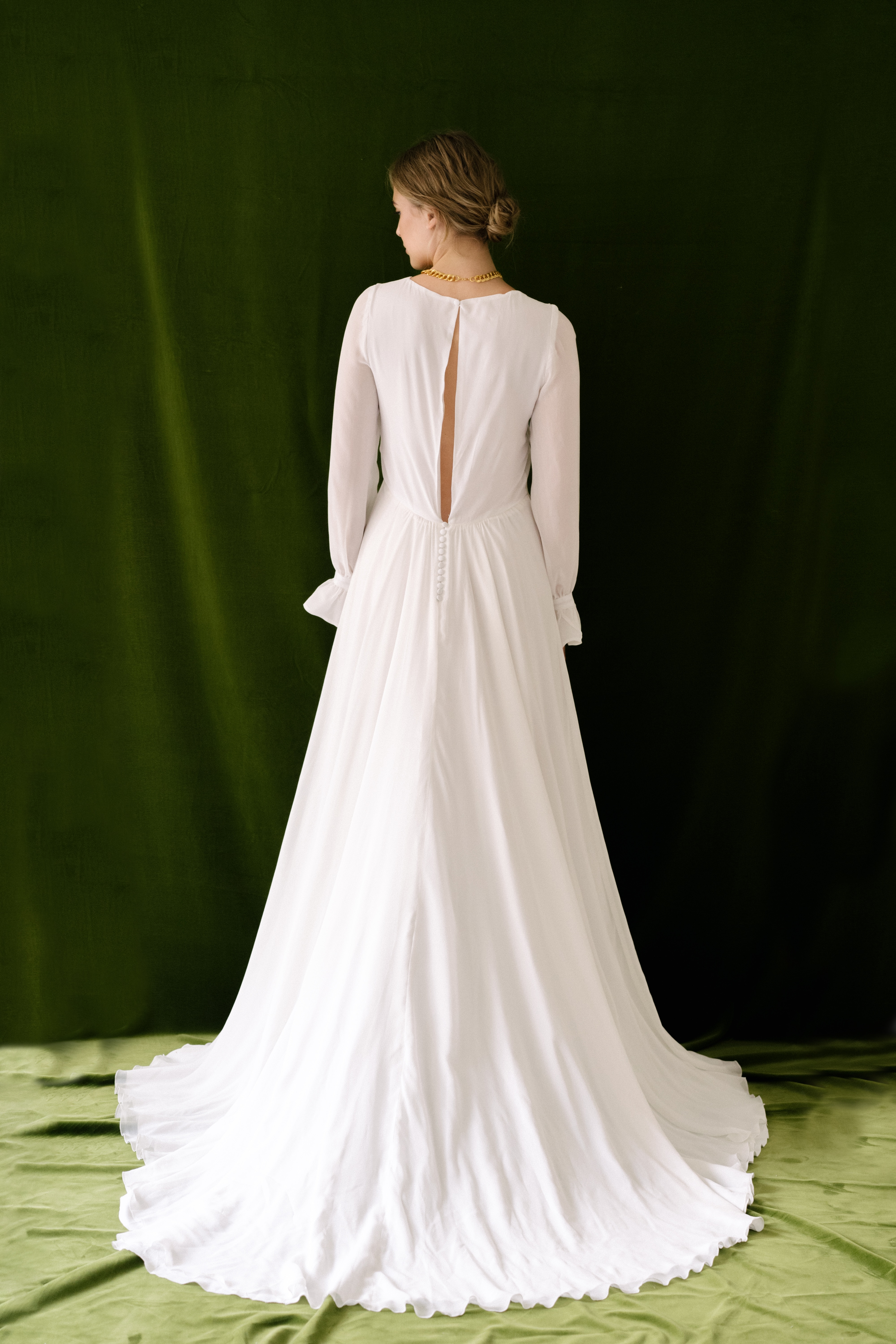 Maison Floret Sur-mesure Elias robe de mariée plissée soie