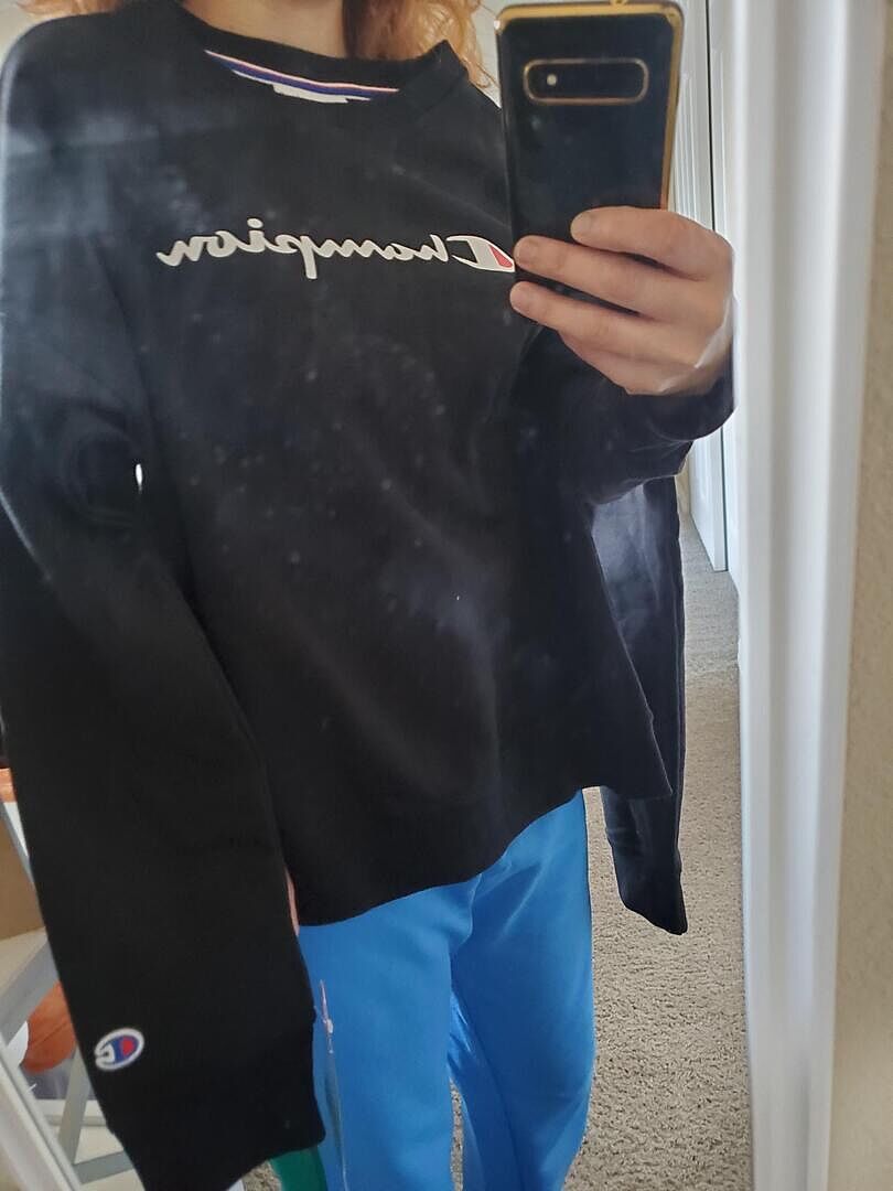 Champion Powerblend Script Logo Sweat Gris chiné coupe ample