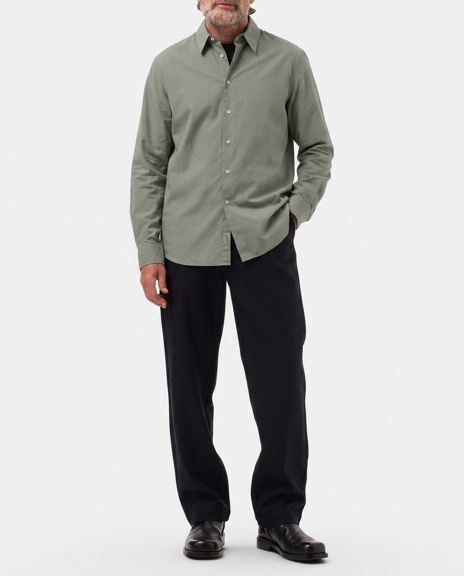 LAFAURIE HUGUES chemise droite vert sauge oxford coton