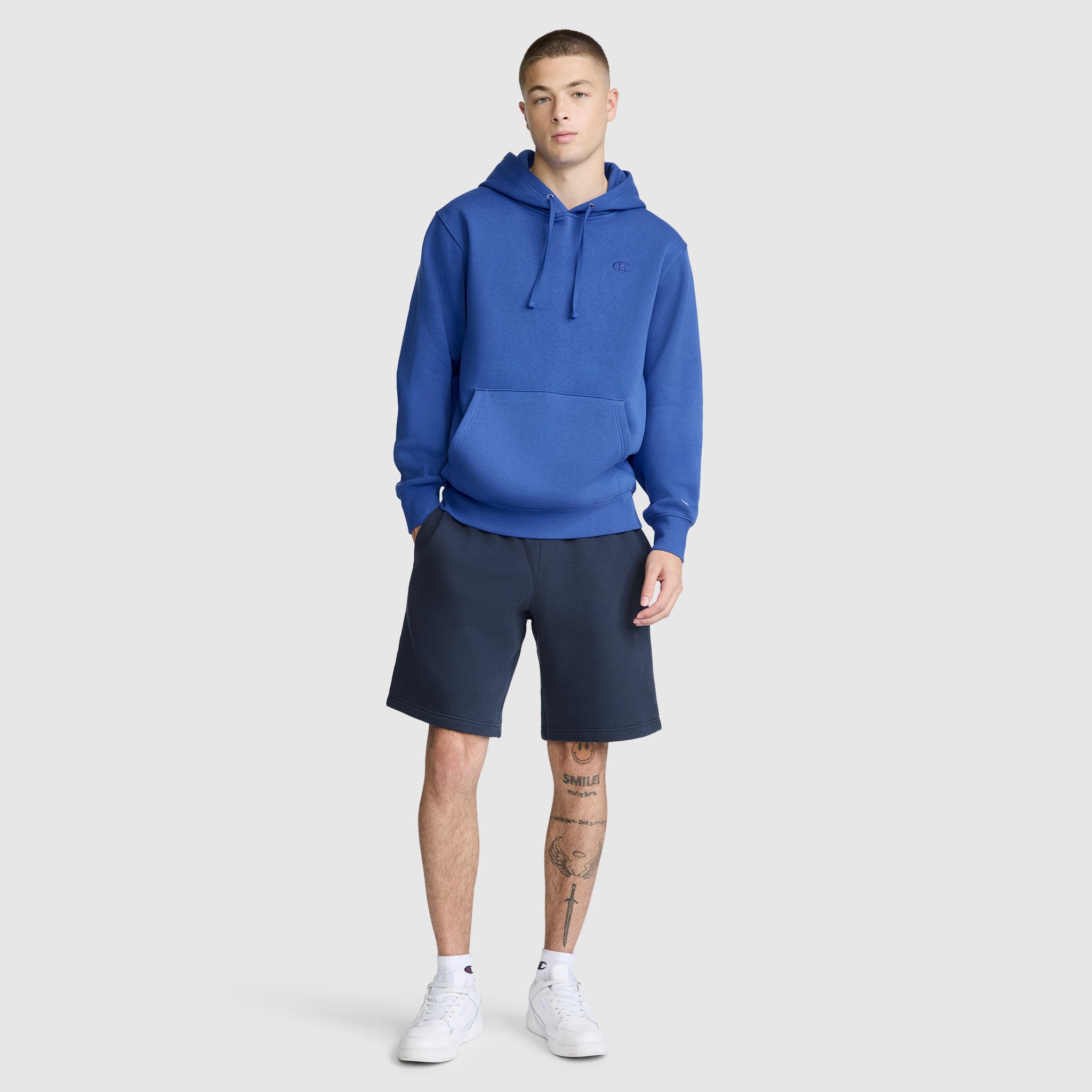 Champion Powerblend C Logo sweat à capuche bleu vif classique
