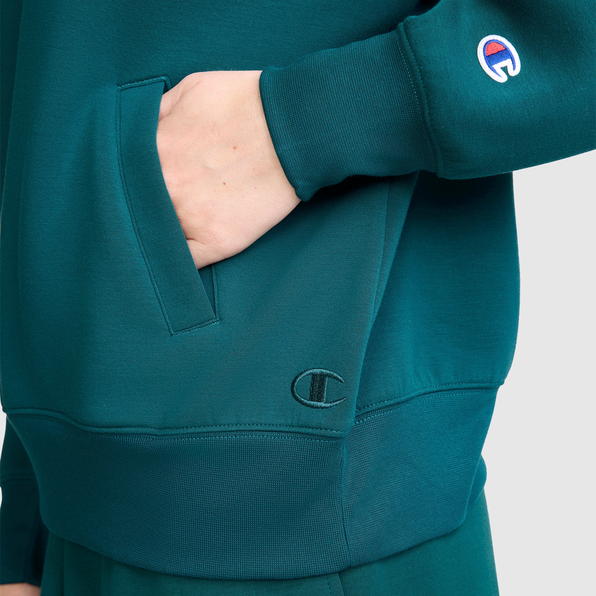 Champion Quarter-Zip pull sweat femme sarcelle stretch col zippé