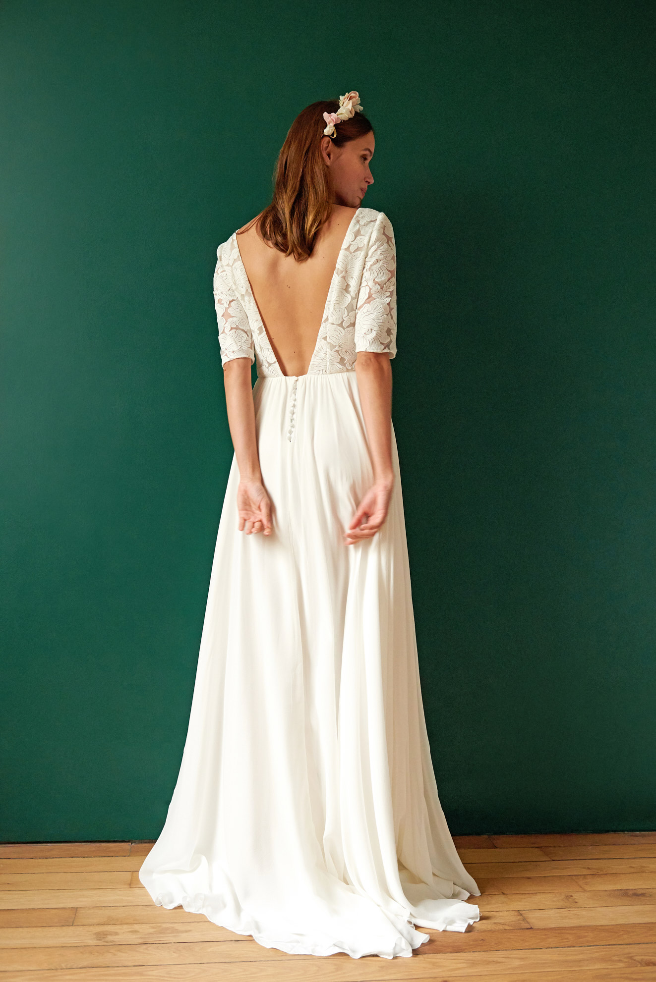 Maison Floret Sur-mesure Julius robe mariée tulle rebrodé