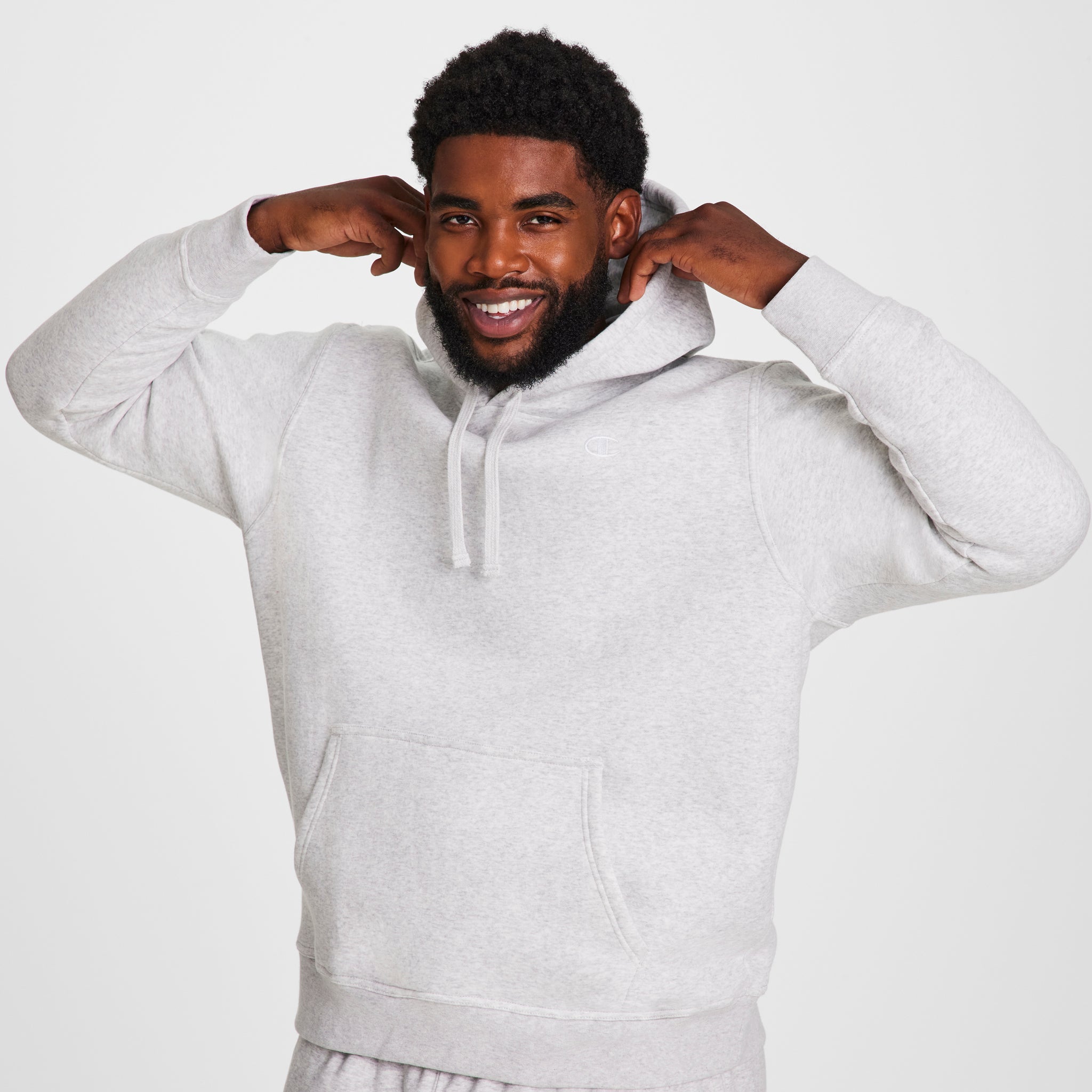 Champion Powerblend Hoodie sweat capuche homme Gris clair grande taille
