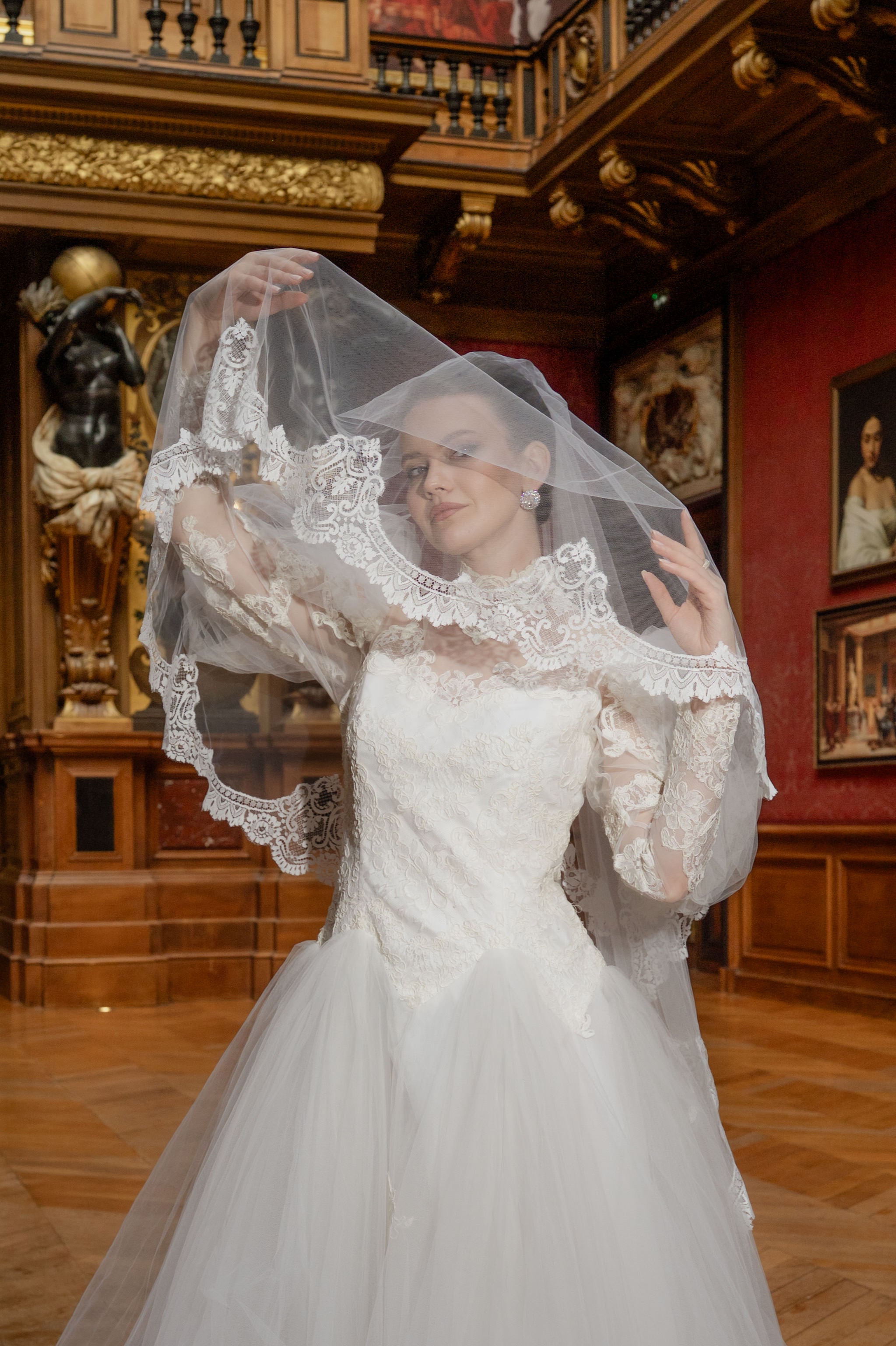 Solène Gisèle Voile Tulle et Dentelle Mariée Vintage