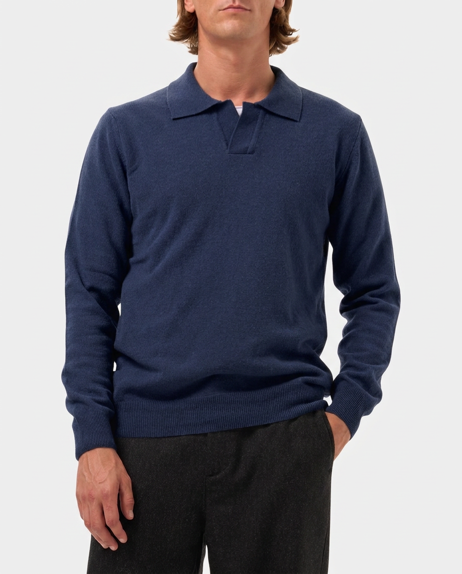 Lafaurie Gabino polo bleu pétrole laine cardée