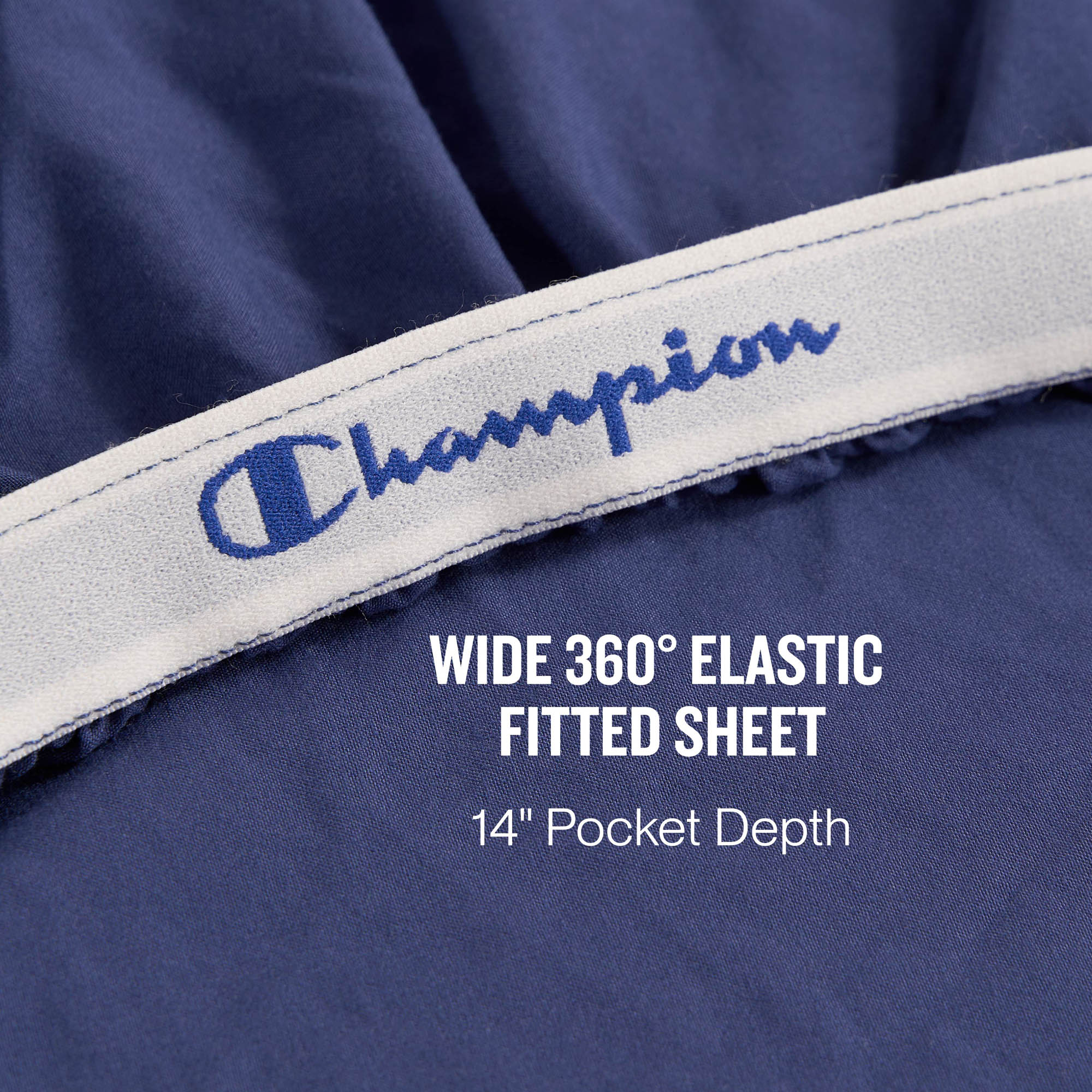 Champion Peak Comfort parure draps bleu profond Queen