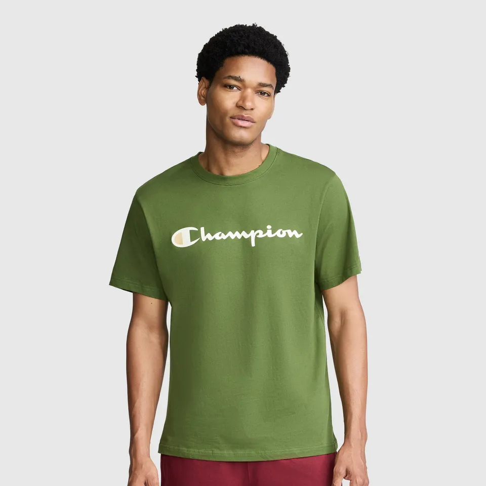 Champion Classic Graphic Script Logo t-shirt homme Chive coton